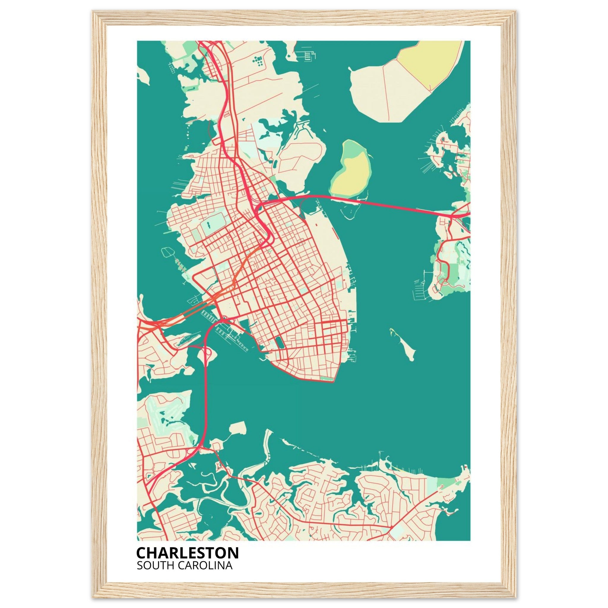 charleston map poster print