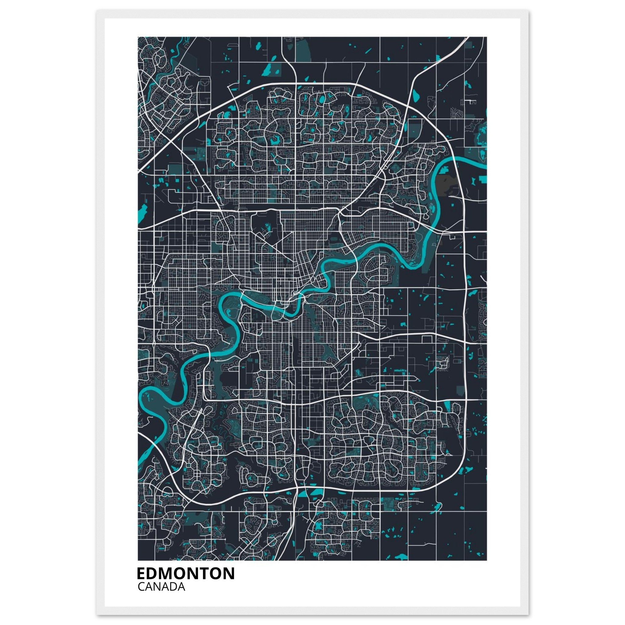 Edmonton Canada City Map Poster | Custom Map Art Print - Ink And Atlas