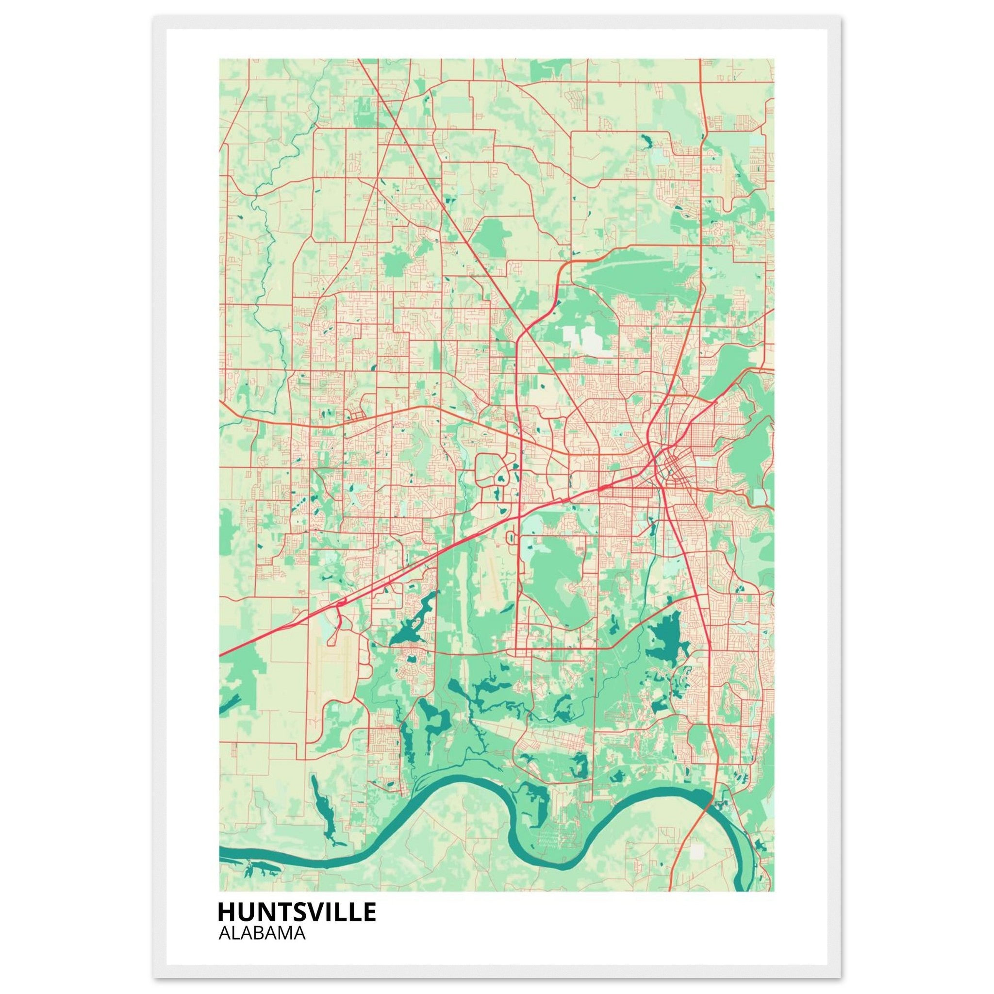 Huntsville Alabama City Map Poster | Custom Map Art Print - Ink And Atlas