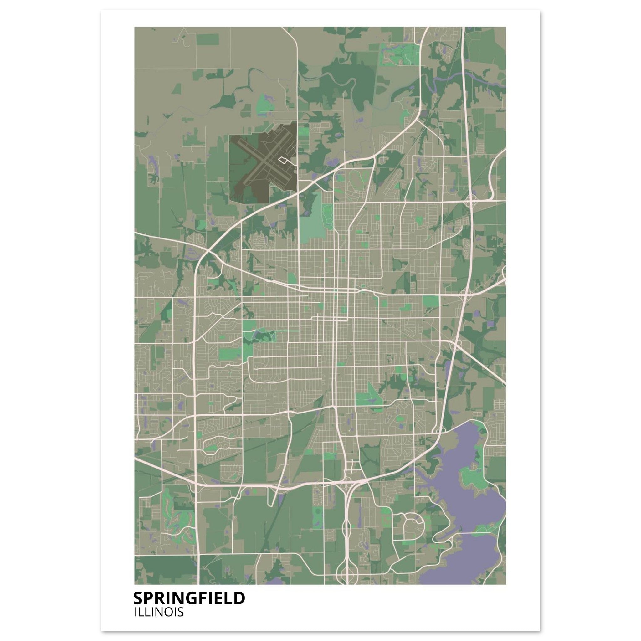 springfield map poster print