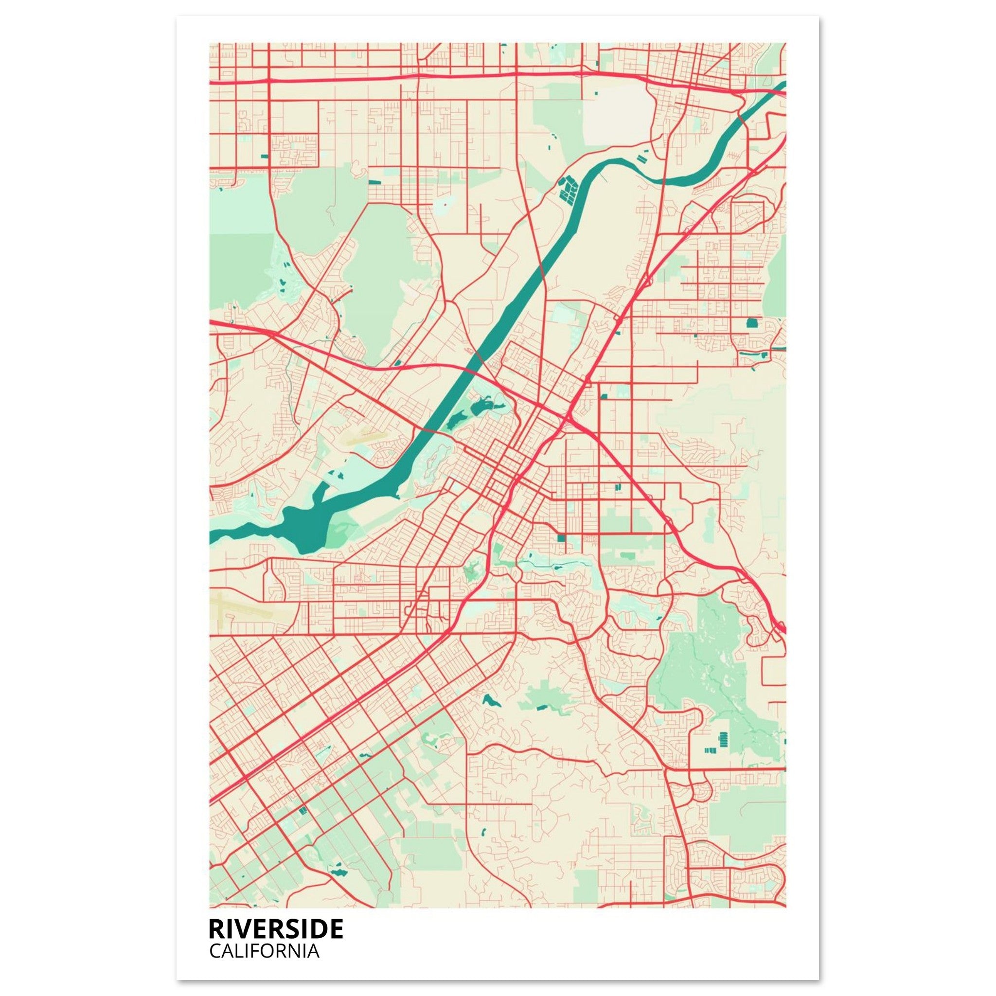 riverside map poster print