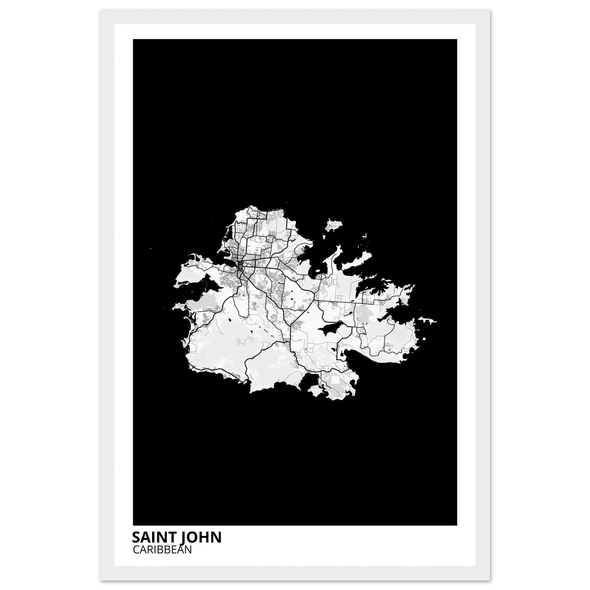 Saint John Caribbean City Map Poster | Custom Map Art Print - Ink And Atlas