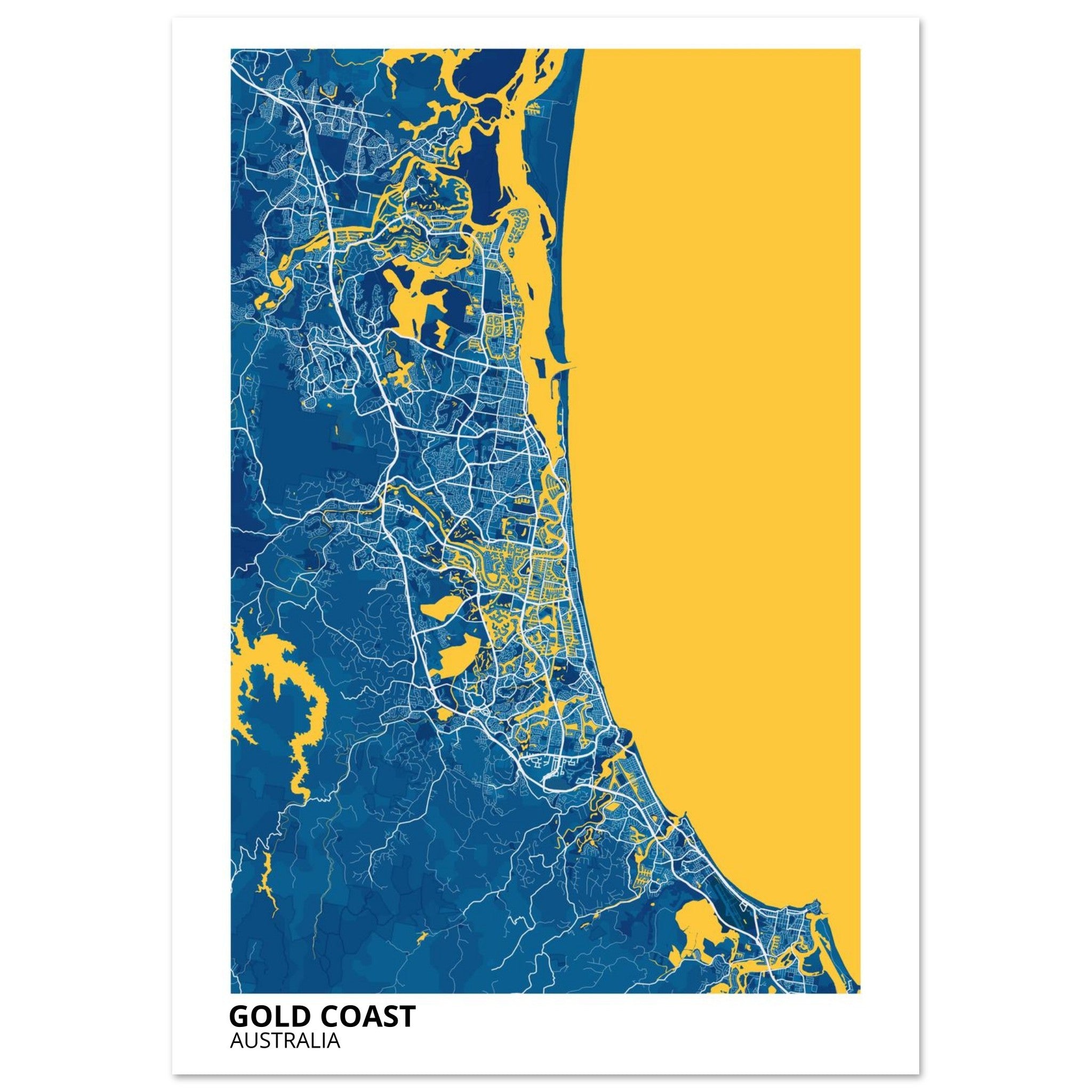 Gold Coast Australia City Map Poster | Custom Map Art Print - Ink And Atlas