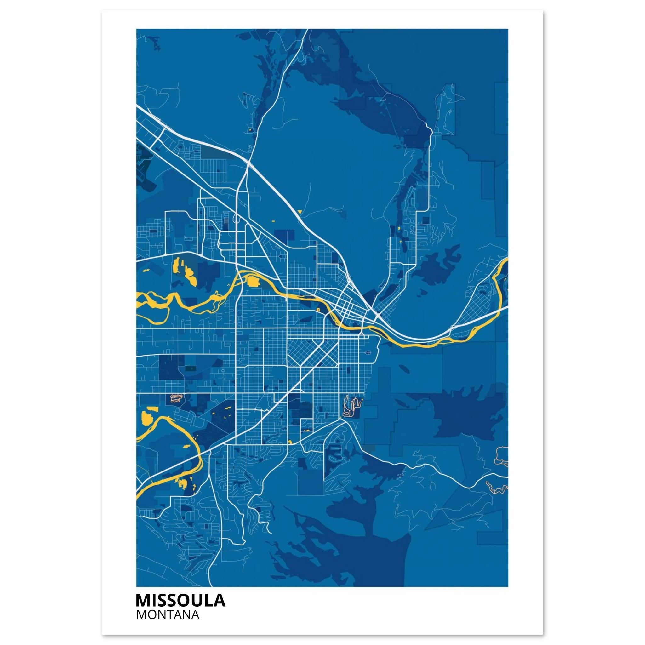 Missoula Montana City Map Poster | Custom Map Art Print - Ink And Atlas