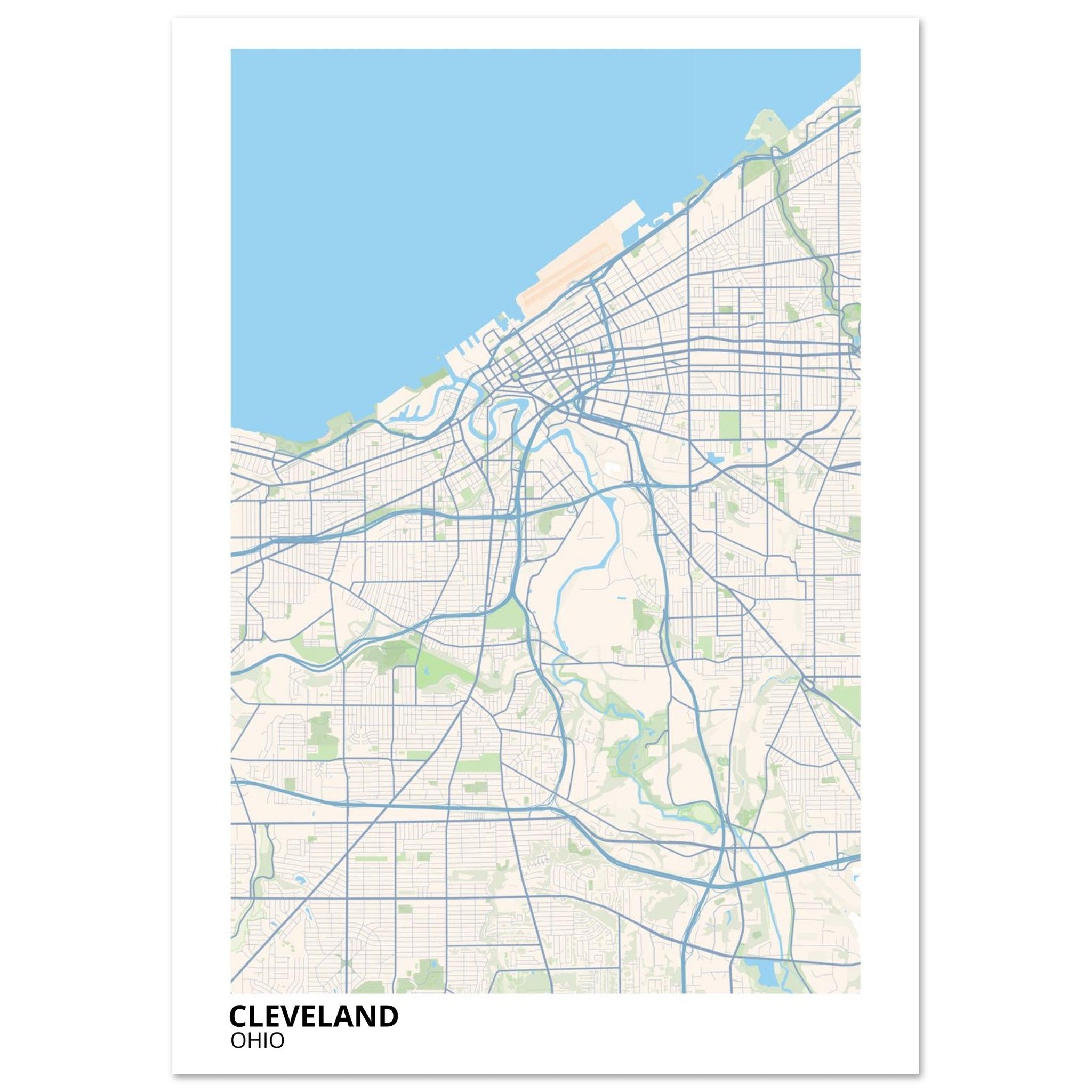 cleveland map poster print