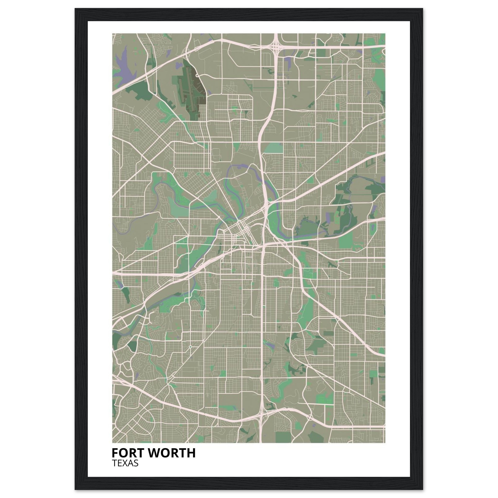 fort worth map poster print