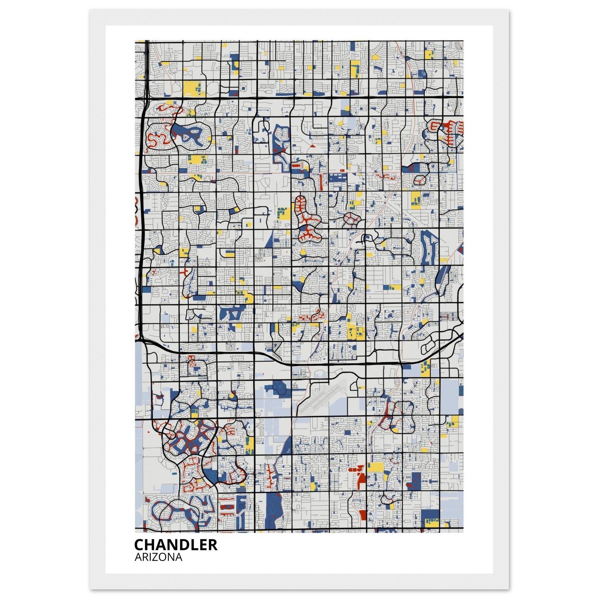Chandler Arizona City Map Poster | Custom Map Art Print - Ink And Atlas