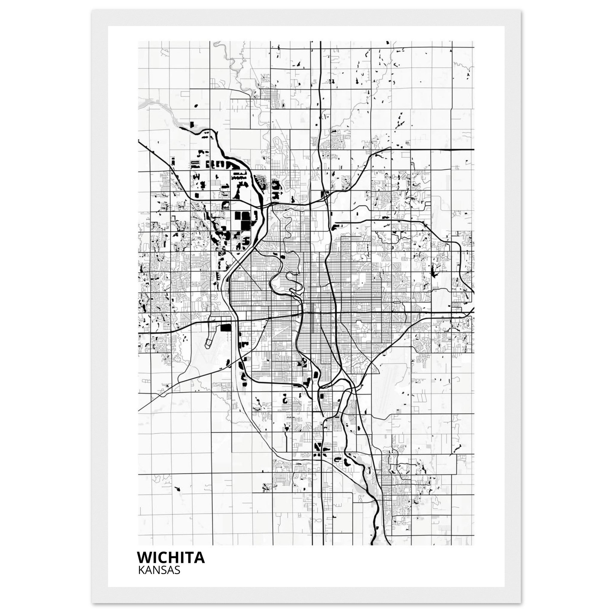 wichita map poster print
