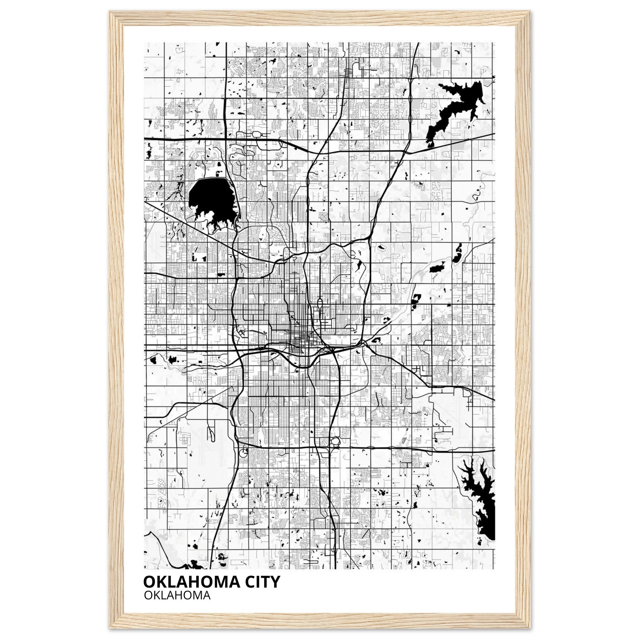 oklahoma city map poster print