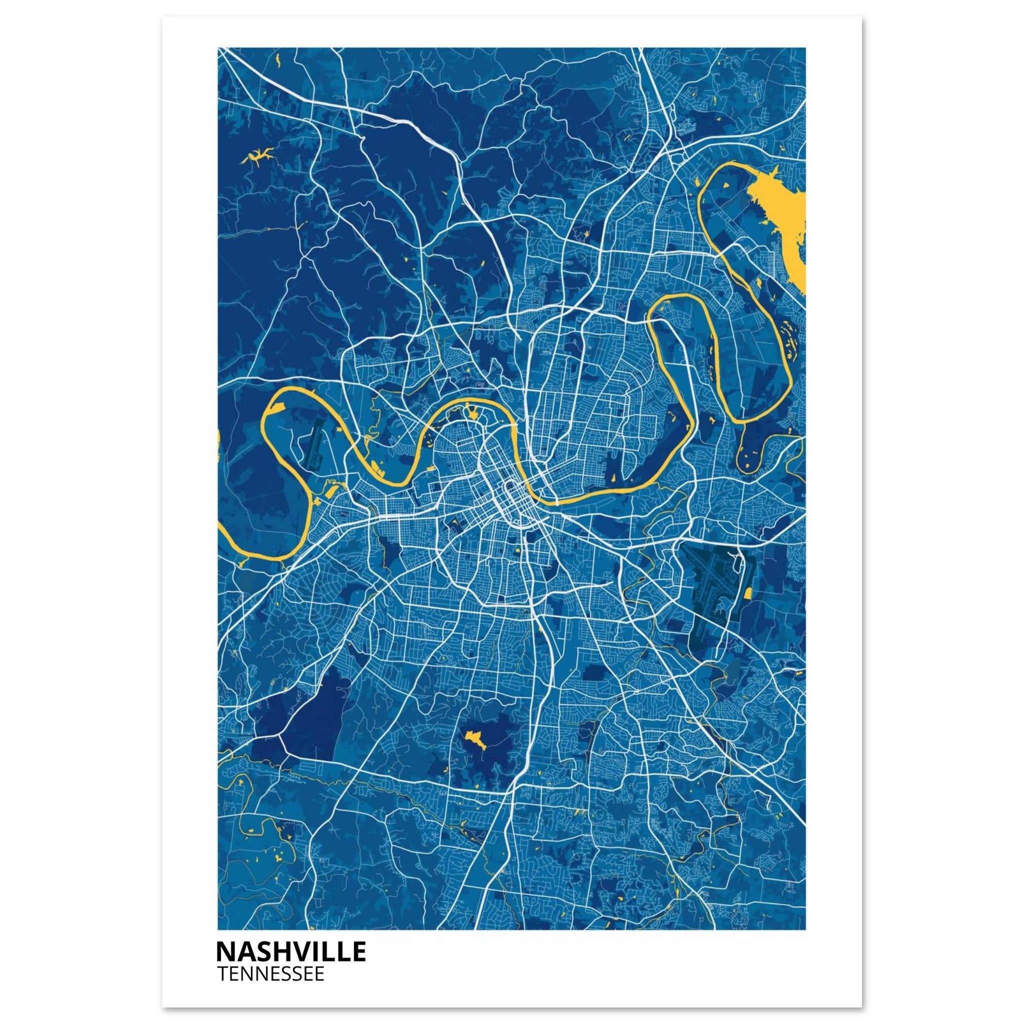 nashville map poster print