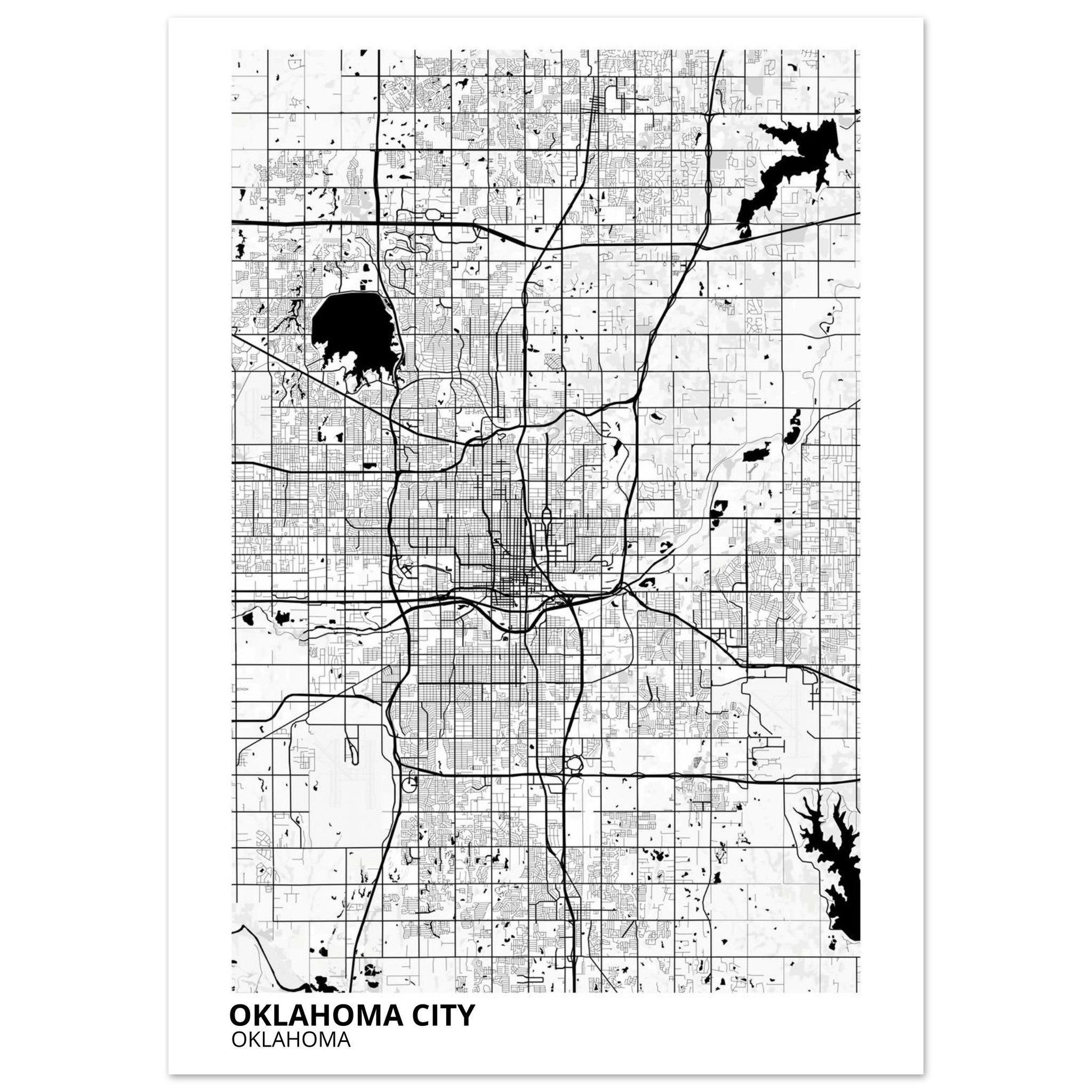 oklahoma city map poster print