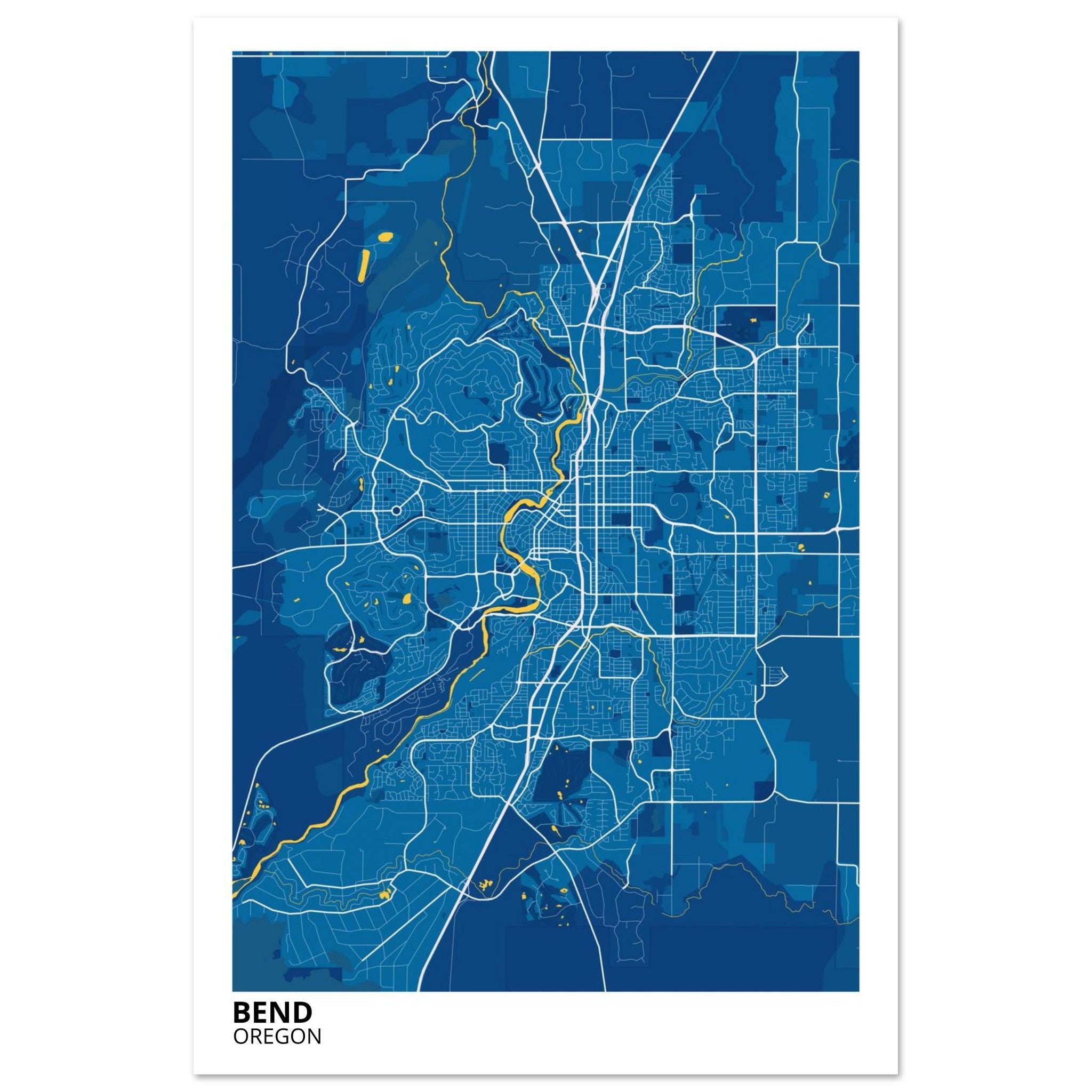 Bend Oregon City Map Poster | Custom Map Art Print - Ink And Atlas