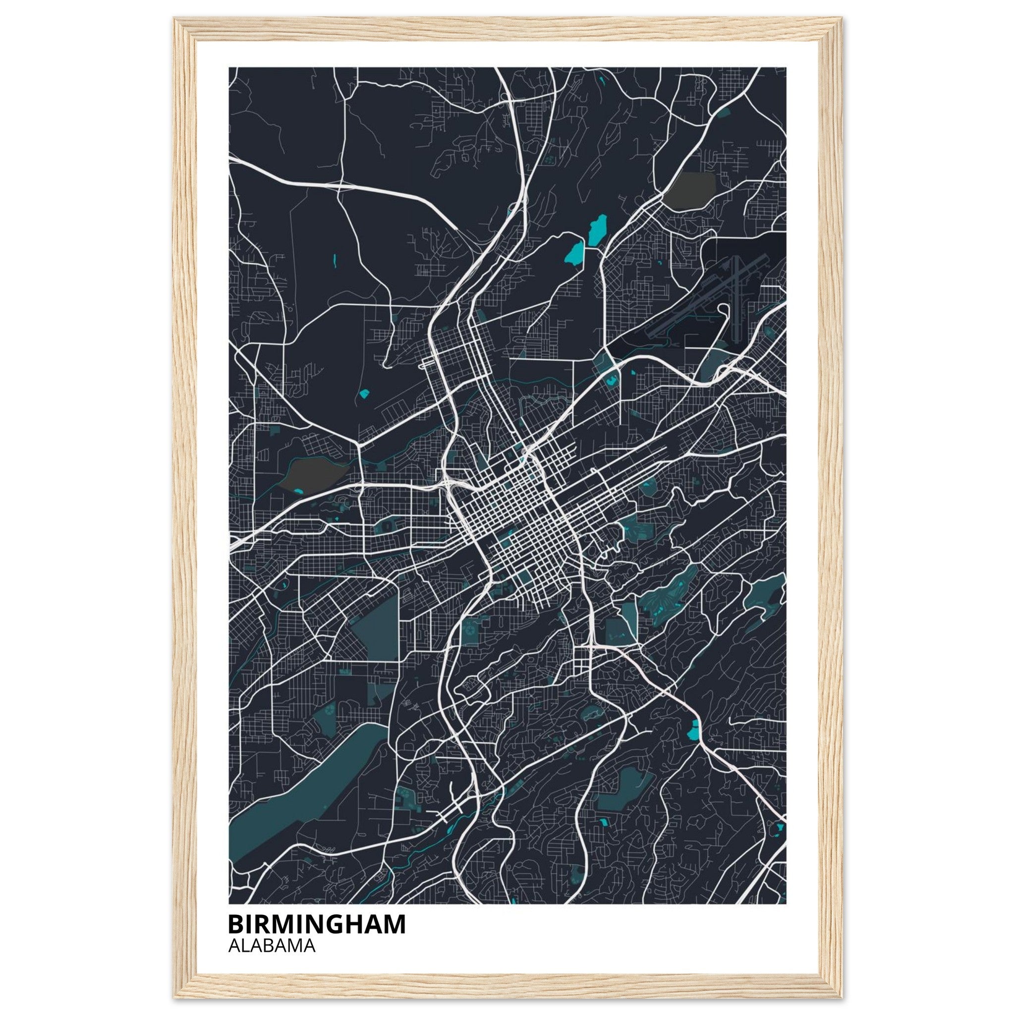 birmingham map poster print