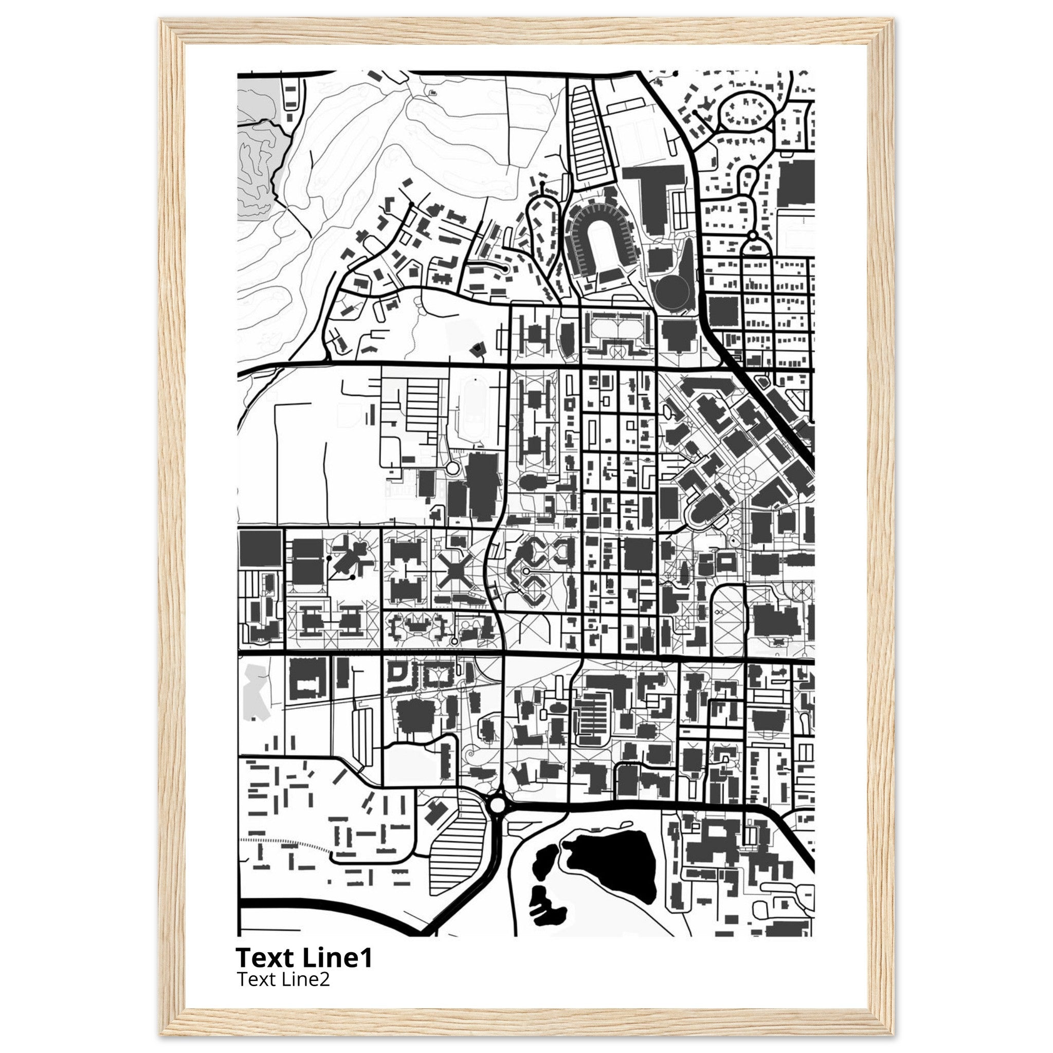 purdue university indiana main campus modern campus map print