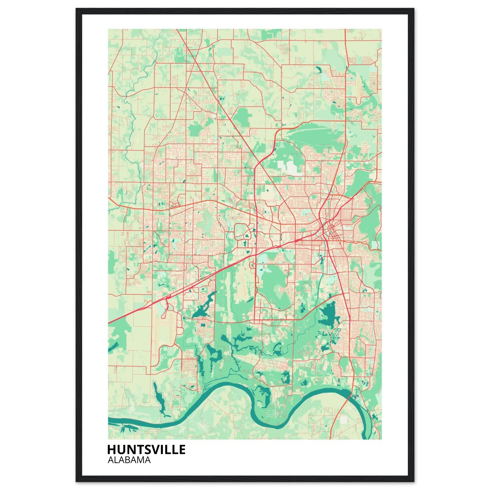 Huntsville Alabama City Map Poster | Custom Map Art Print - Ink And Atlas