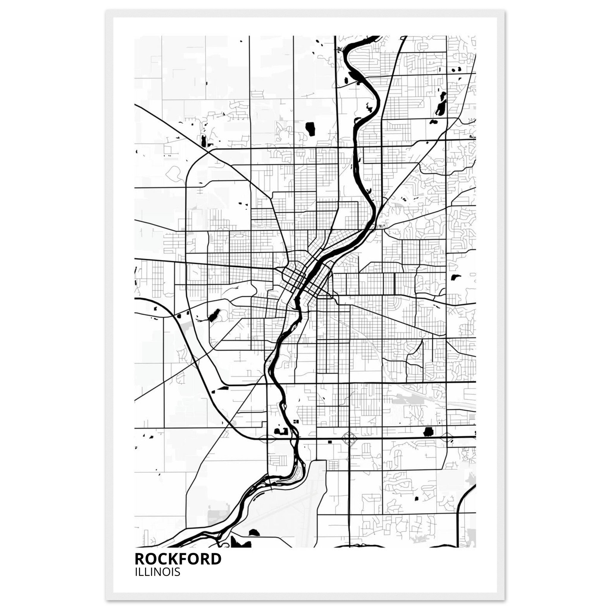 Rockford Illinois City Map Poster | Custom Map Art Print - Ink And Atlas