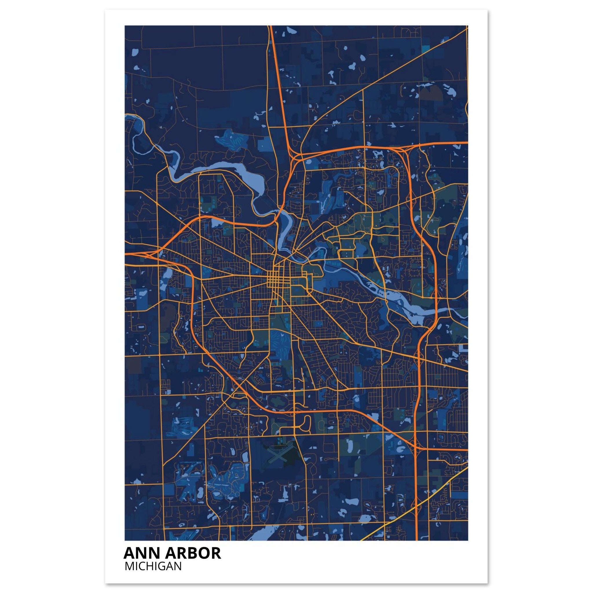 Ann Arbor Michigan City Map Poster | Custom Map Art Print - Ink And Atlas