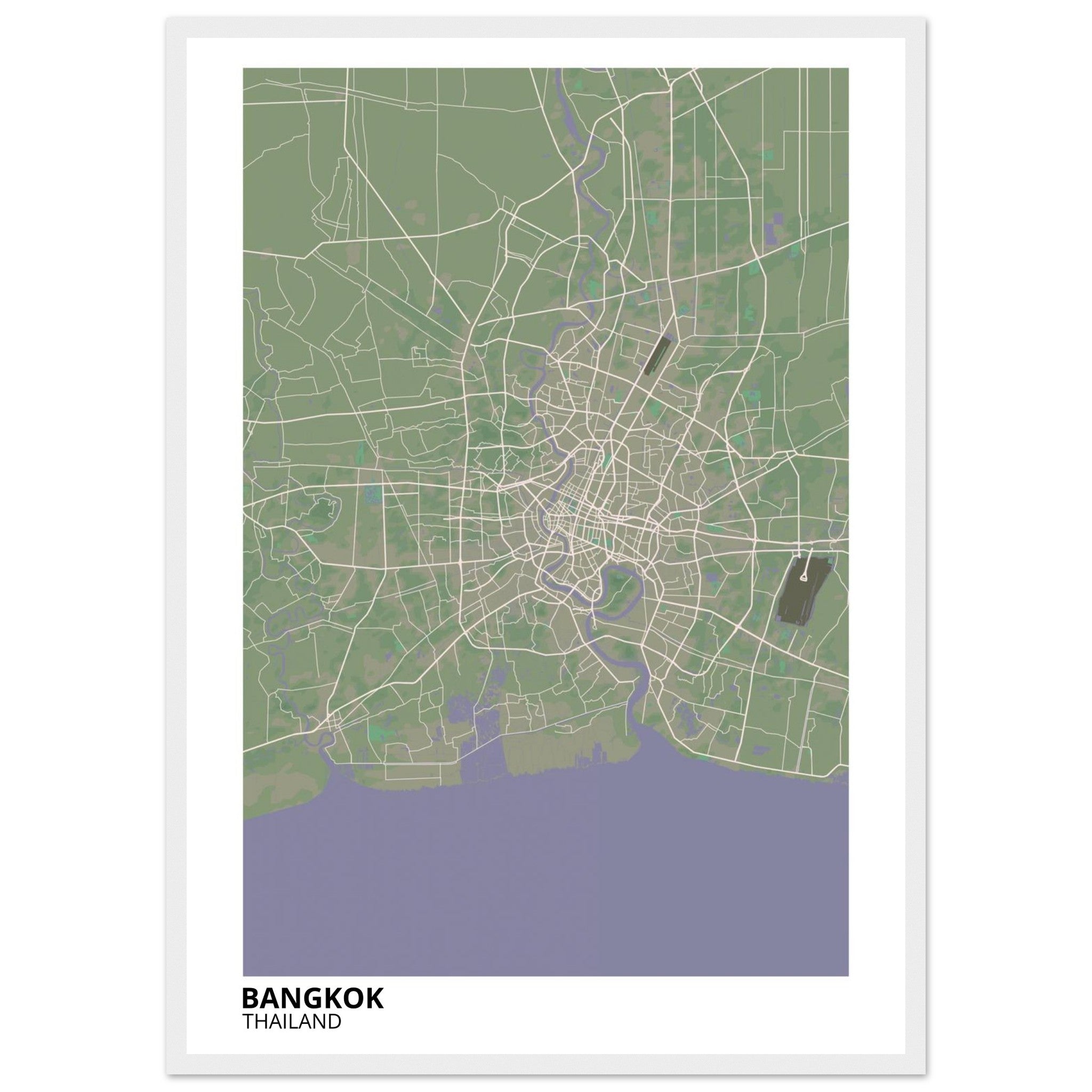bangkok thailand map poster print