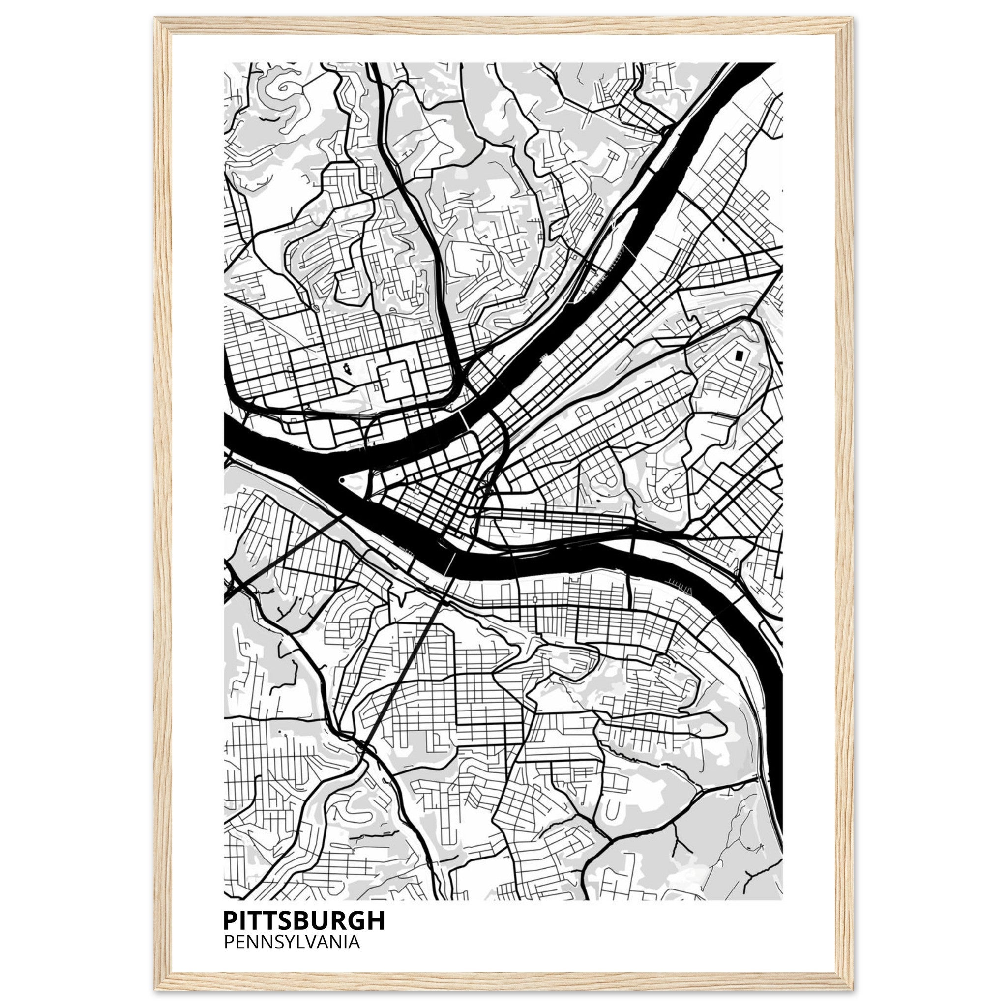 pittsburgh map poster print