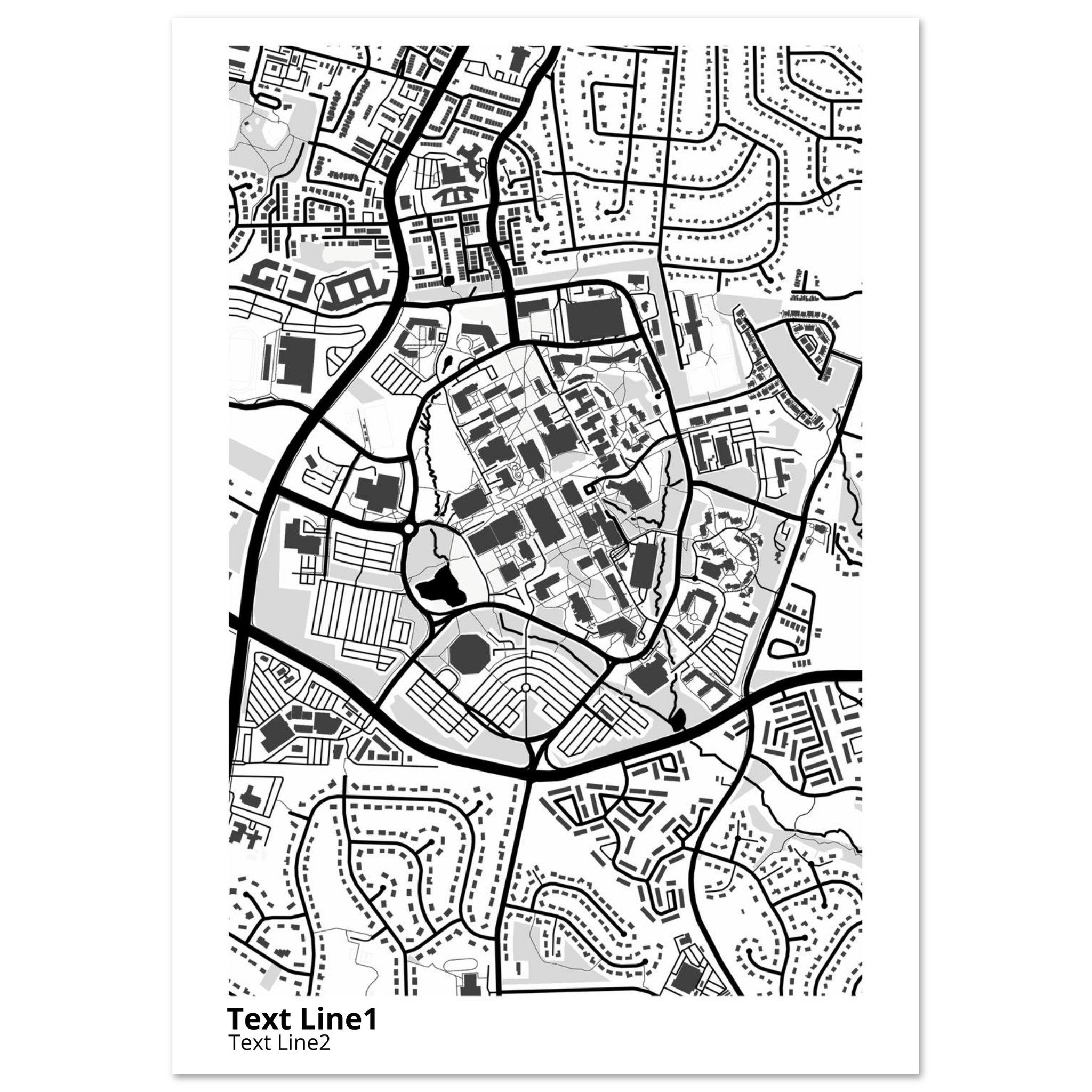 george mason university virginia modern campus map print