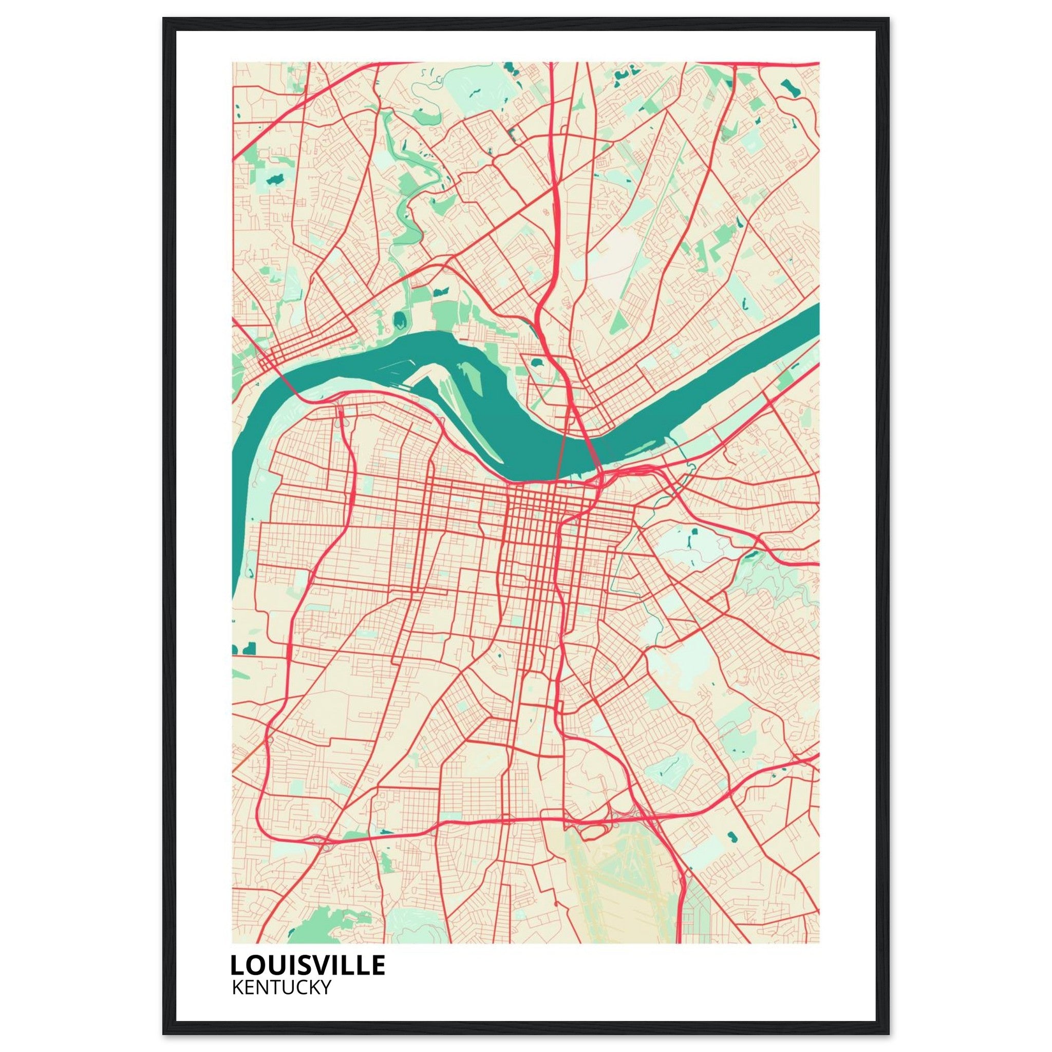 louisville map poster print