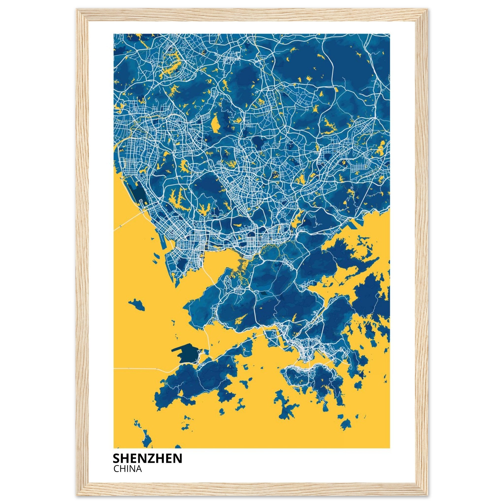 shenzhen china map poster print