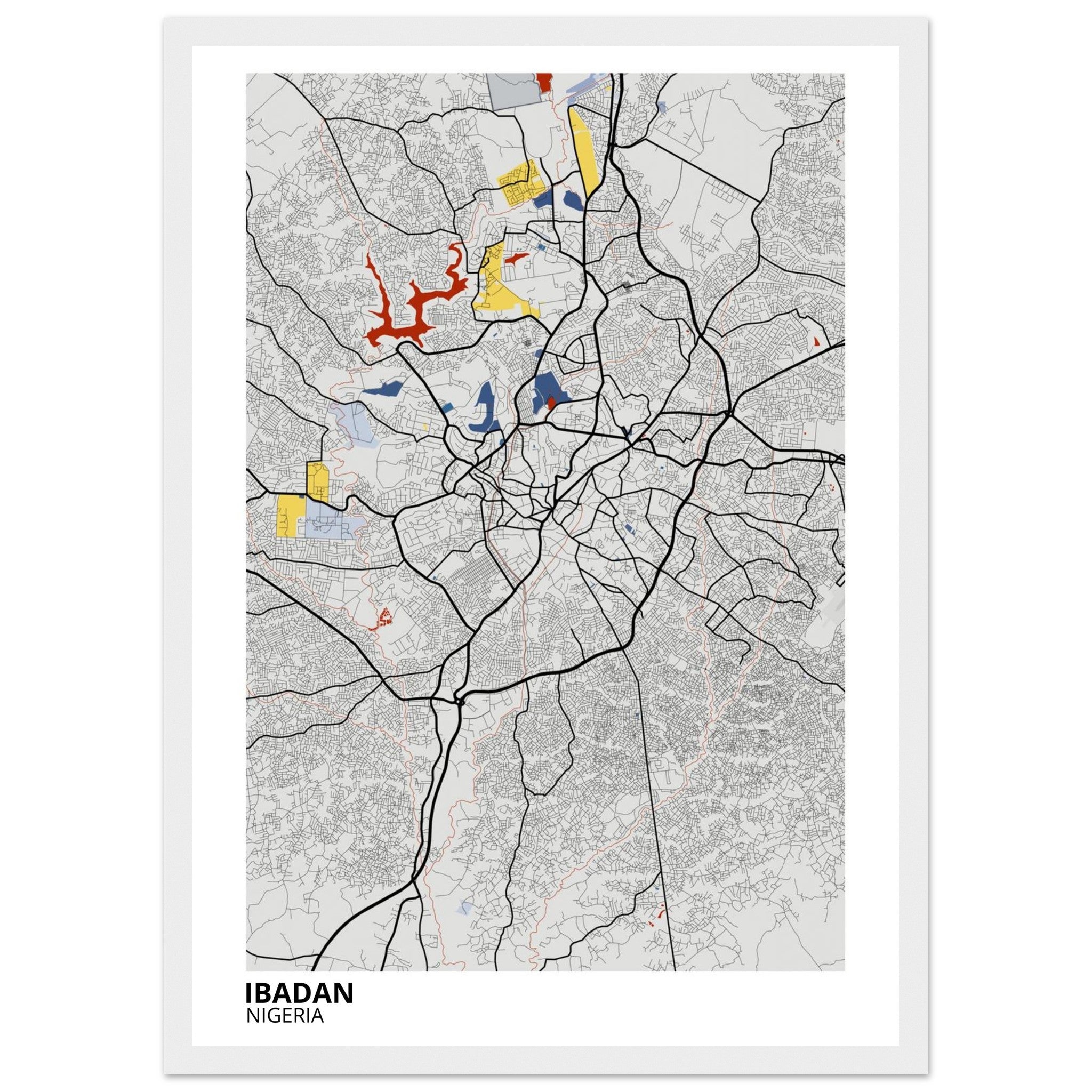 Ibadan Nigeria City Map Poster | Custom Map Art Print - Ink And Atlas