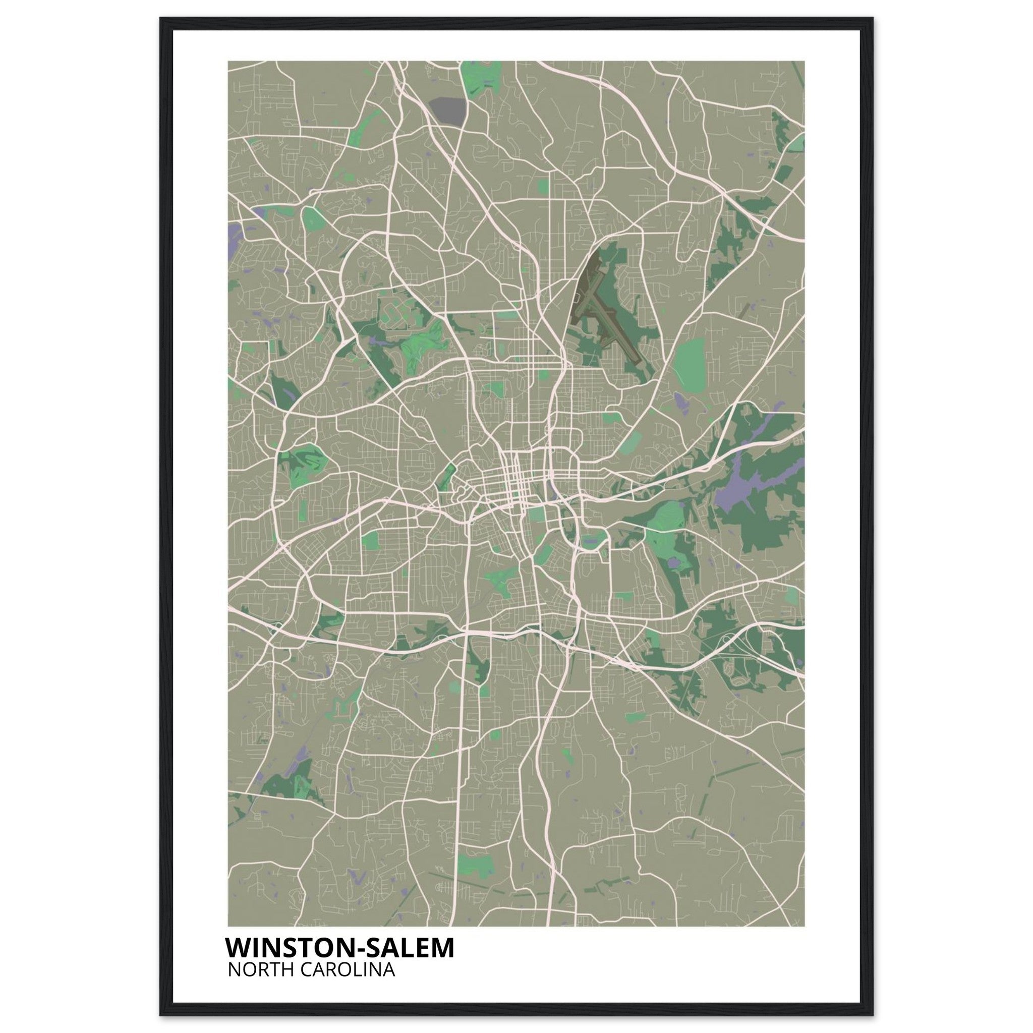 Winston - Salem North Carolina City Map Poster | Custom Map Art Print - Ink And Atlas