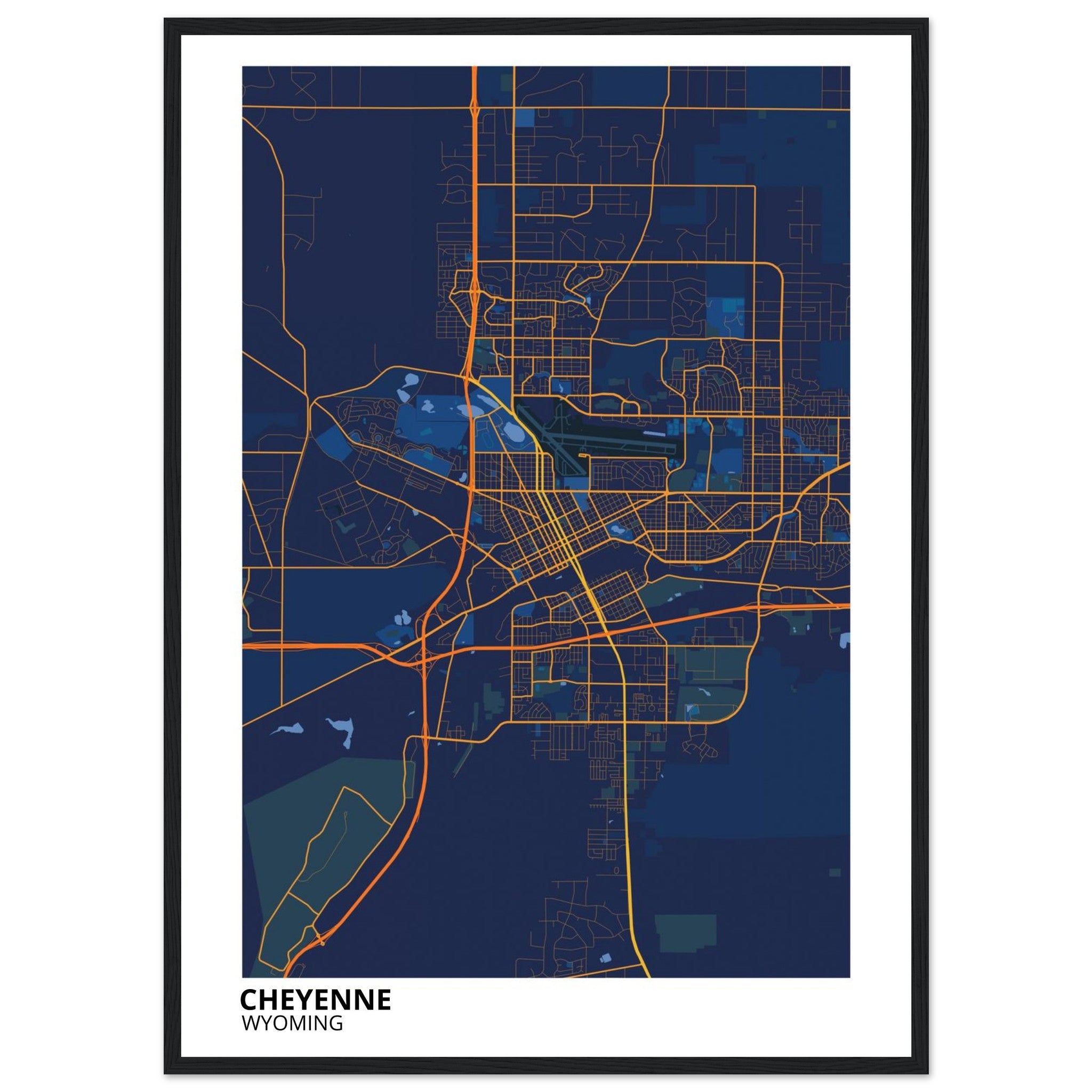 cheyenne map poster print
