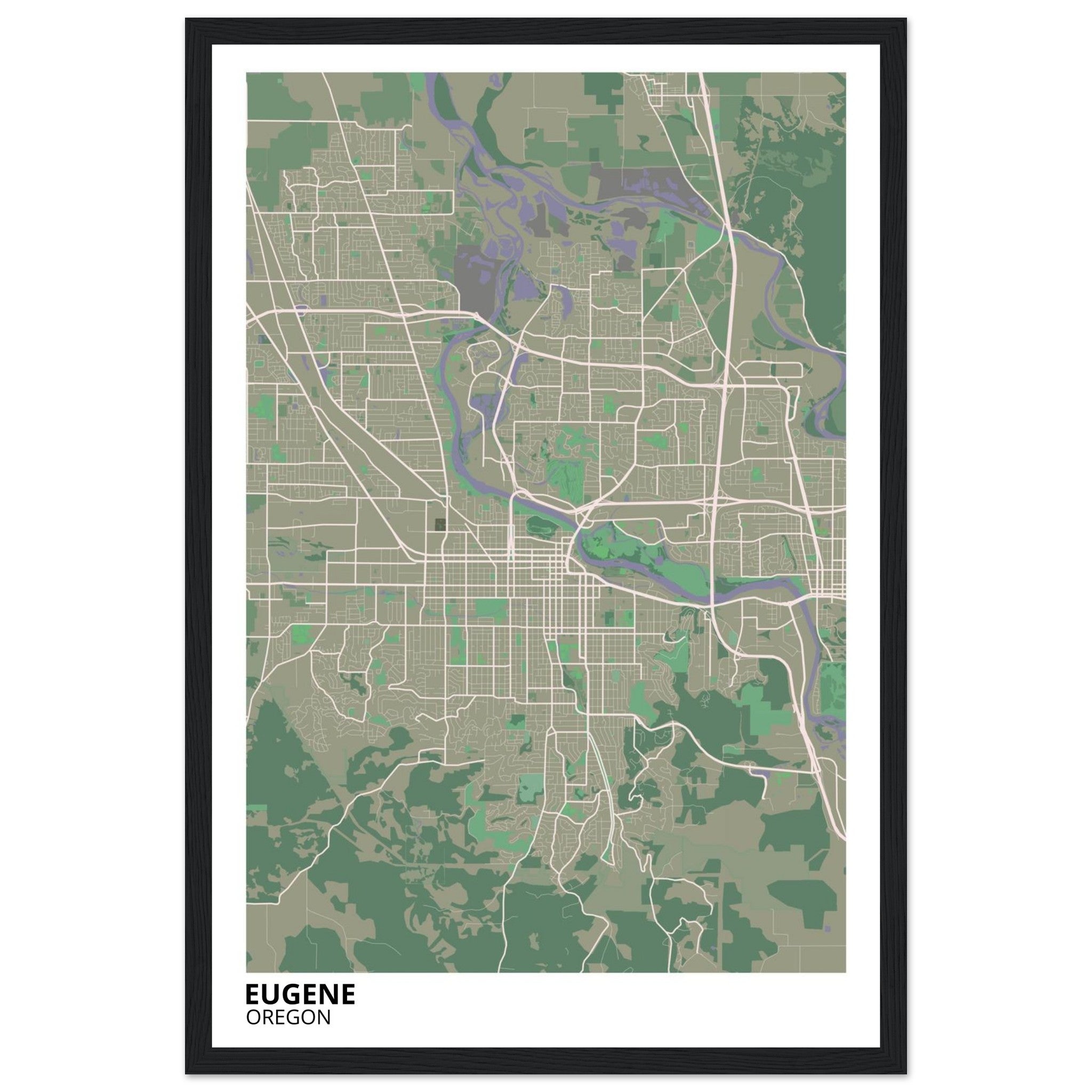 Eugene Oregon City Map Poster | Custom Map Art Print - Ink And Atlas