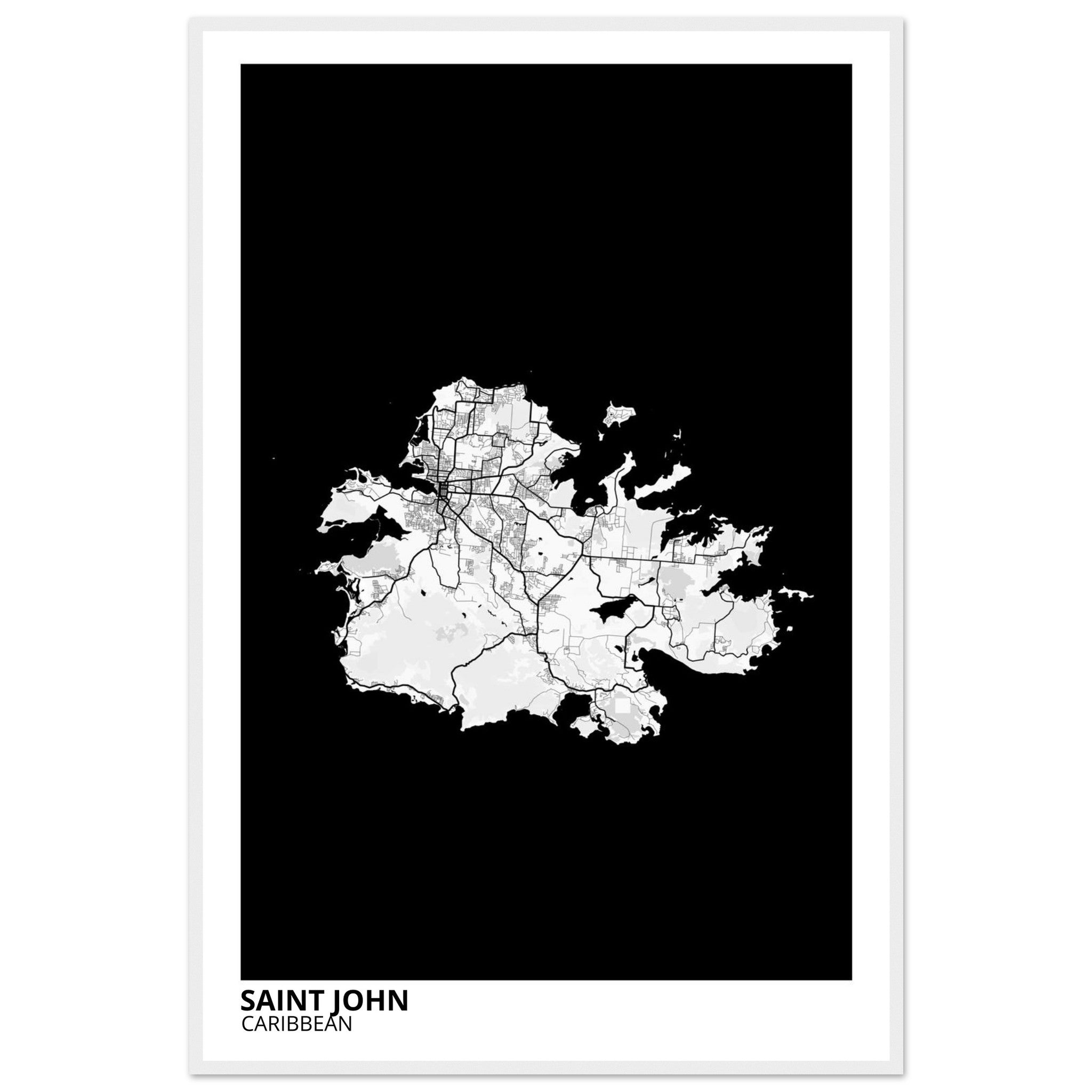 Saint John Caribbean City Map Poster | Custom Map Art Print - Ink And Atlas