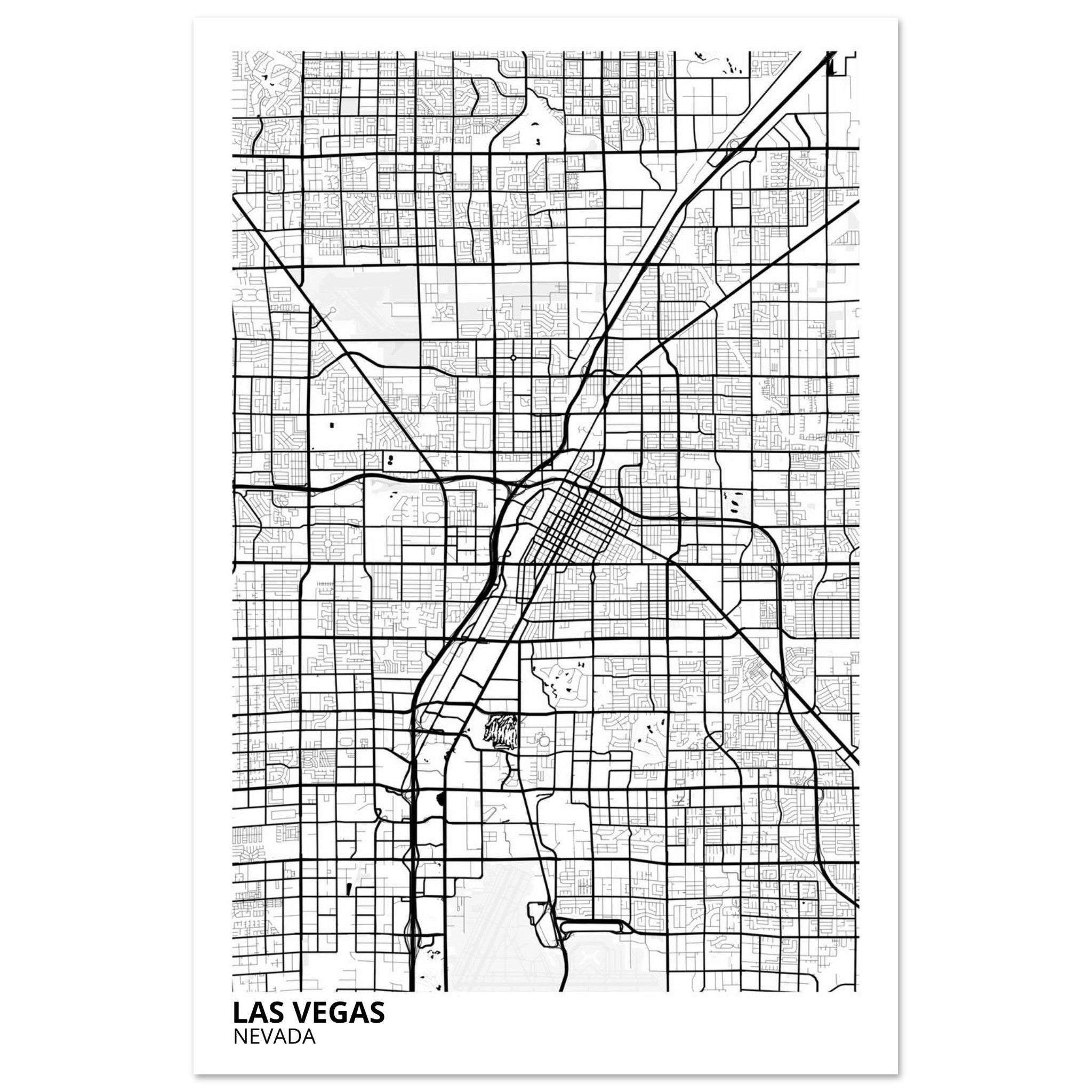 las vegas map poster print