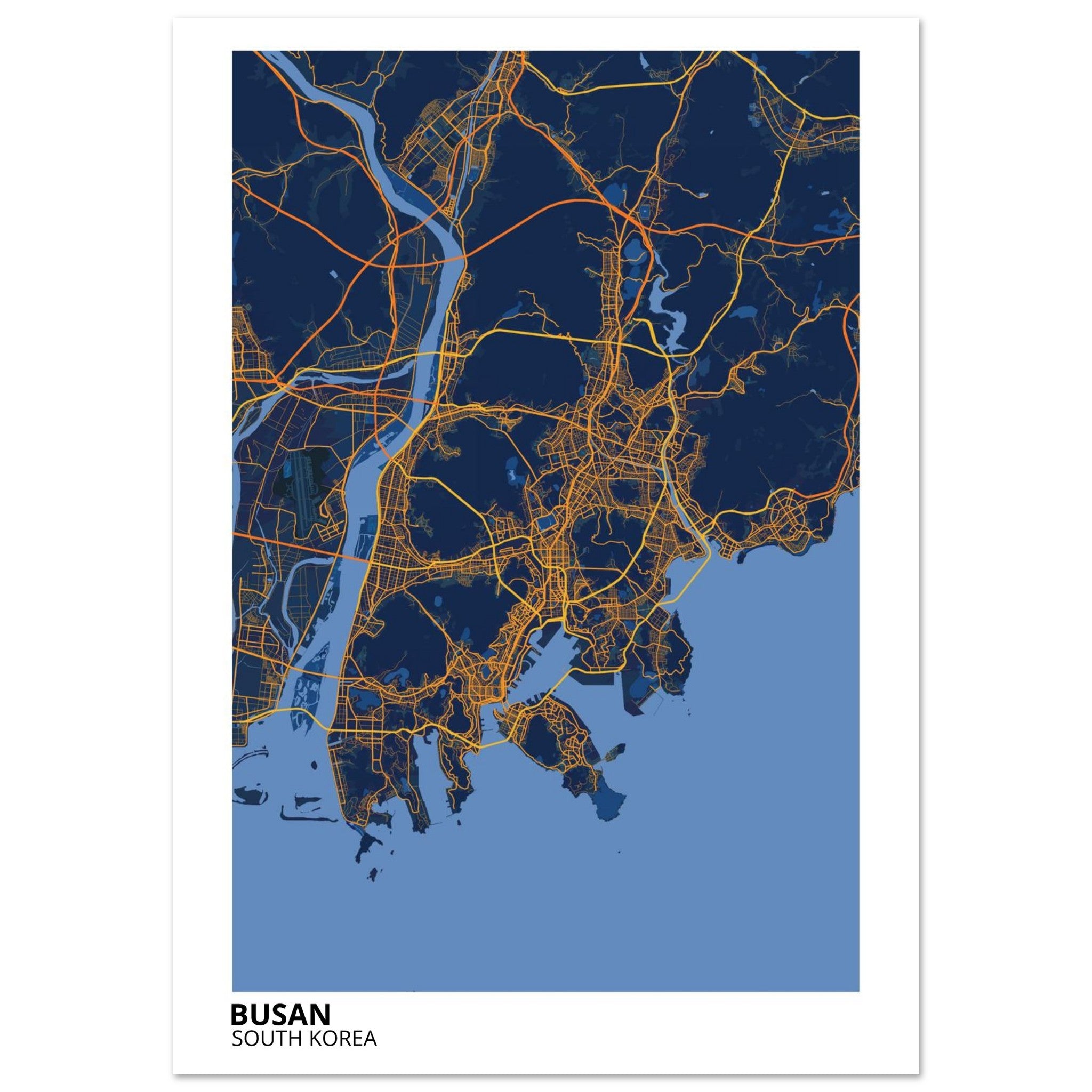 Busan South Korea City Map Poster | Custom Map Art Print - Ink And Atlas
