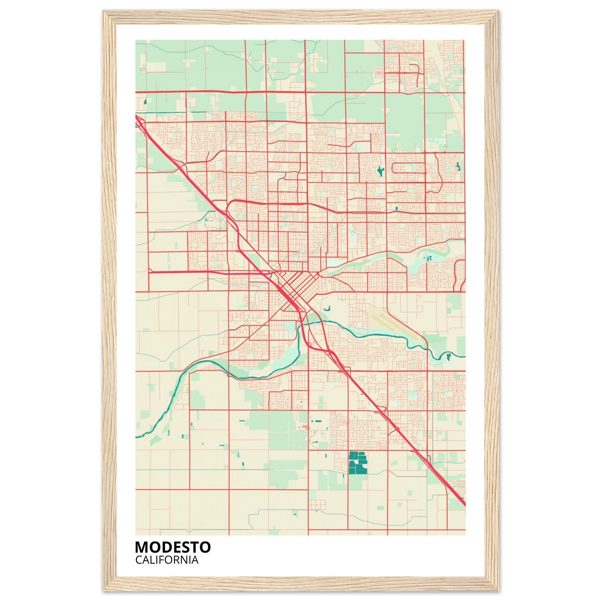 Modesto California City Map Poster | Custom Map Art Print - Ink And Atlas
