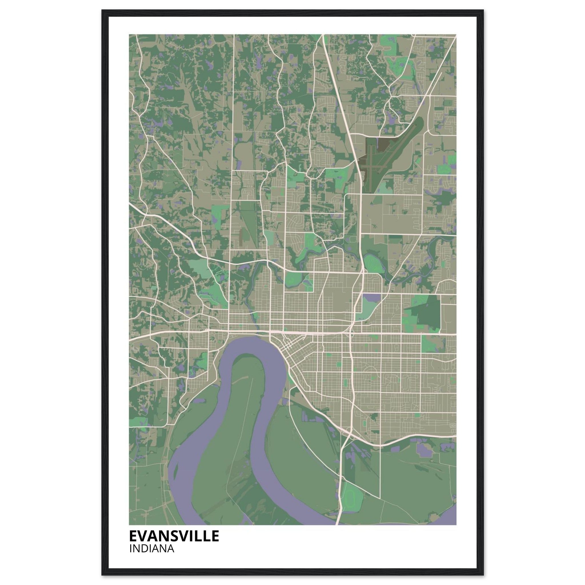 Evansville Indiana City Map Poster | Custom Map Art Print - Ink And Atlas