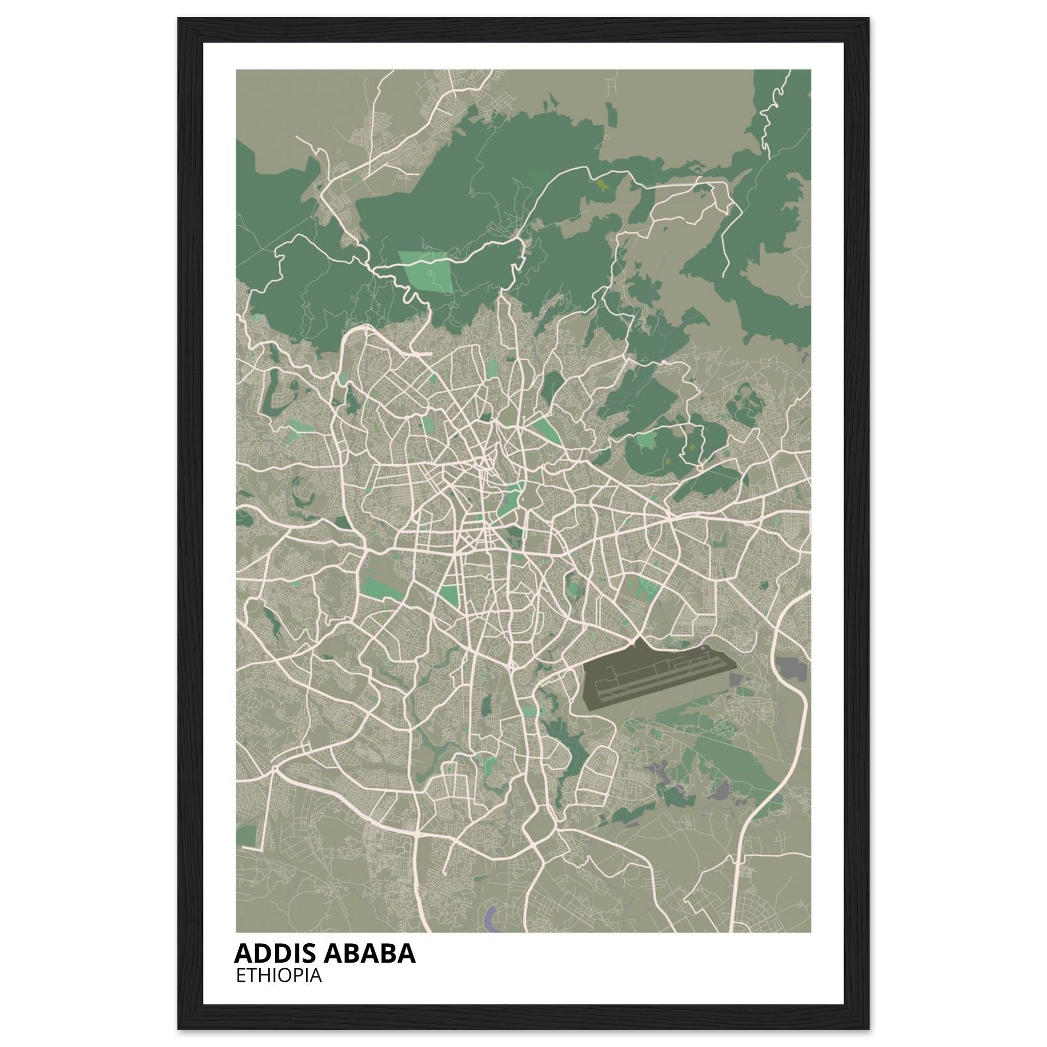 Addis Ababa Ethiopia City Map Poster | Custom Map Art Print - Ink And Atlas