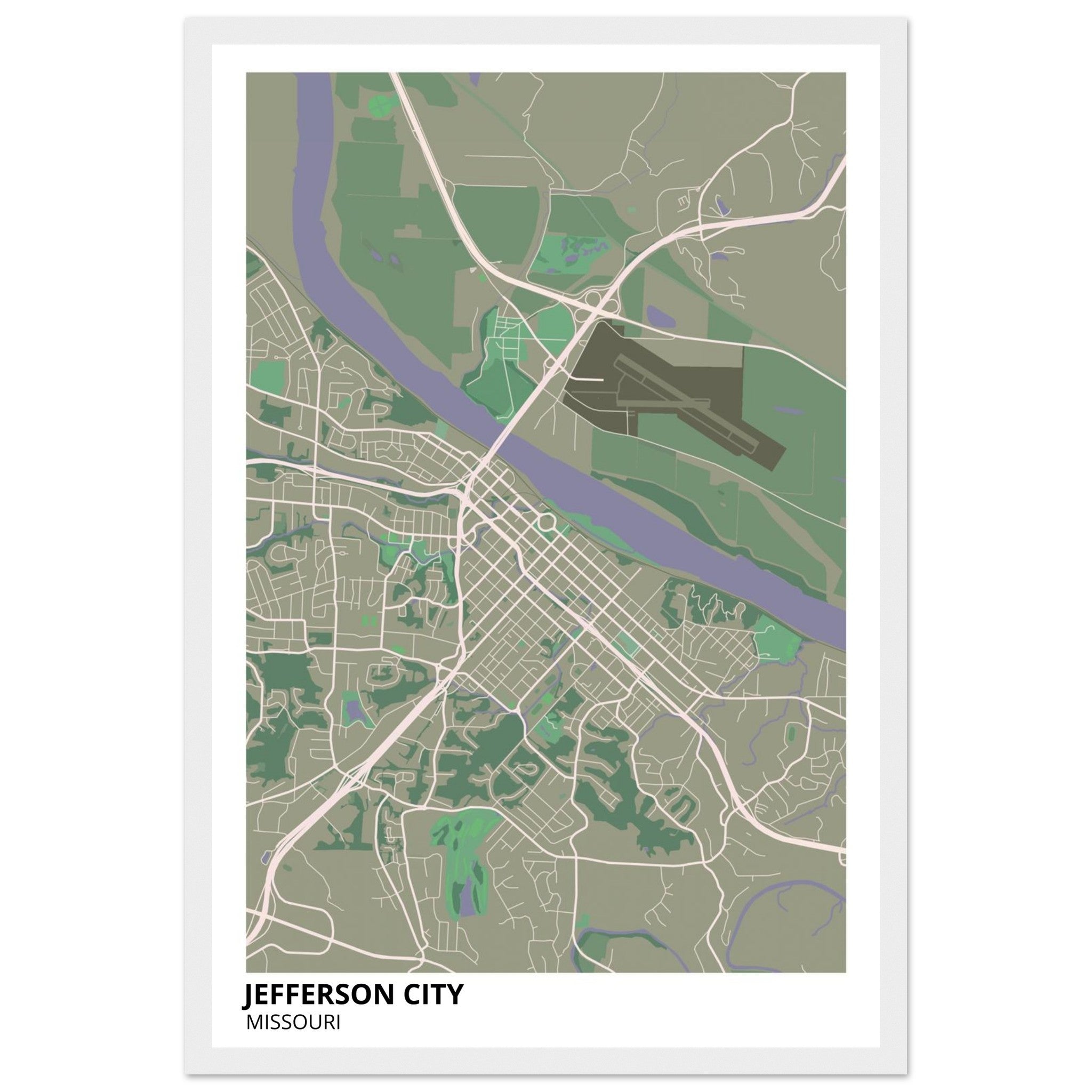 jefferson city map poster print