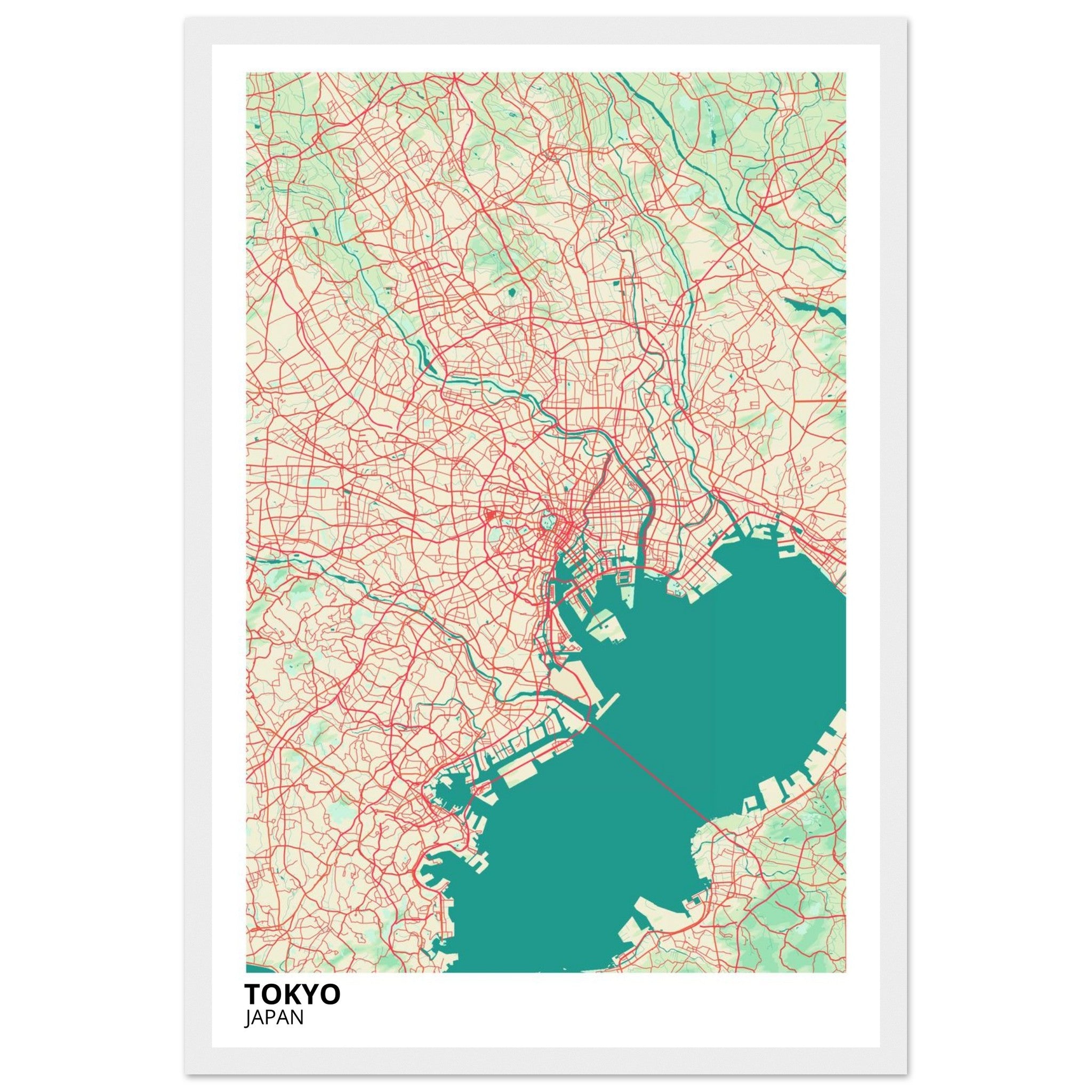 tokyo japan map poster print