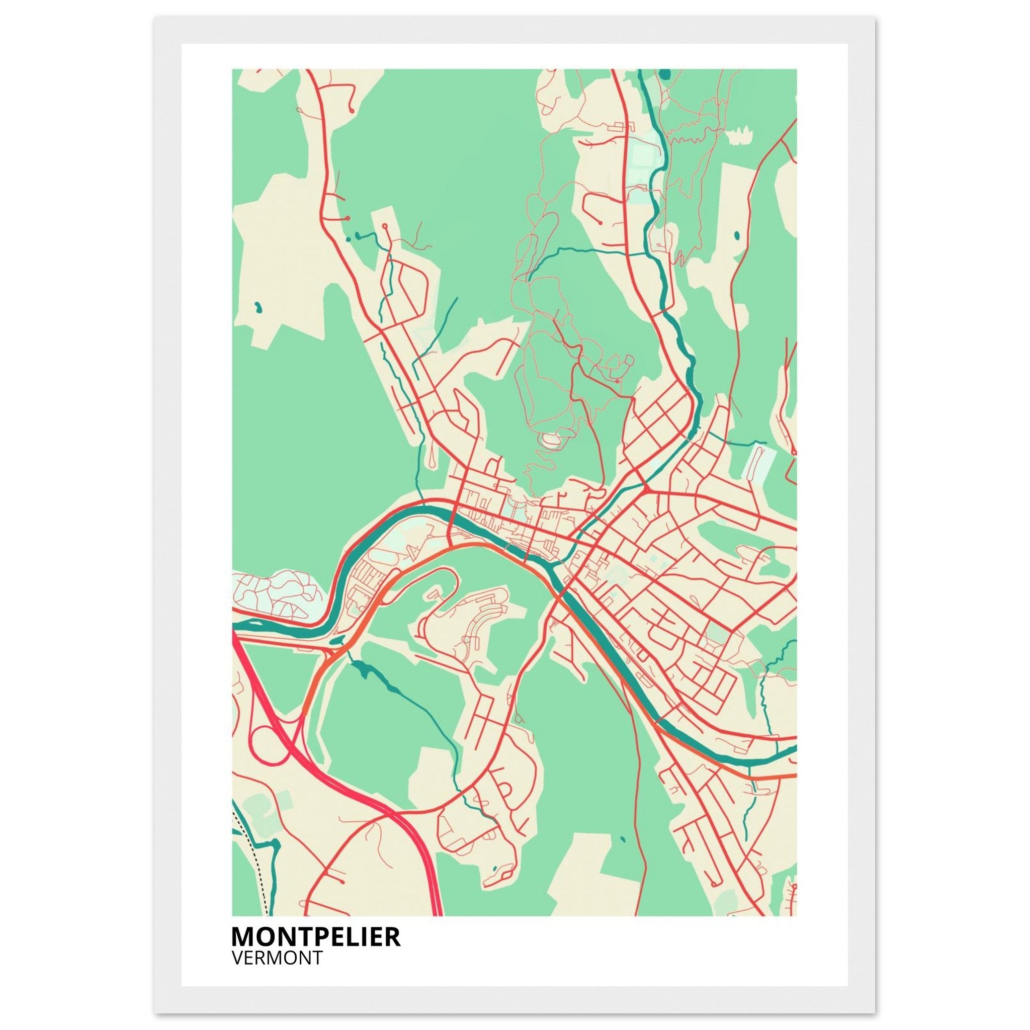 montpelier map poster print