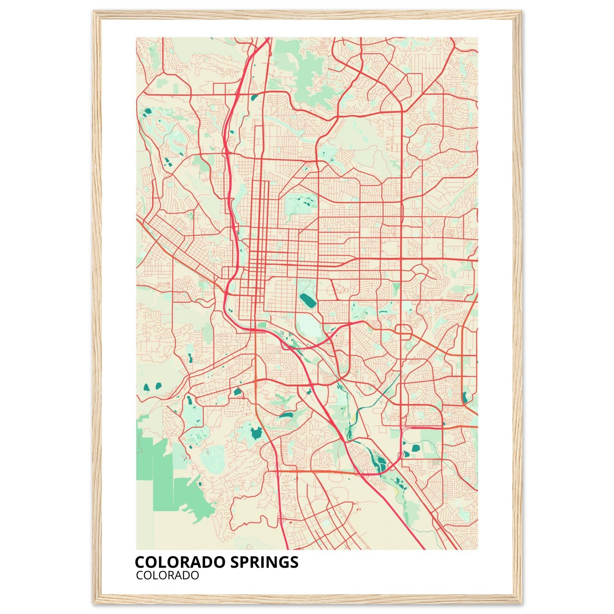 colorado springs map poster print
