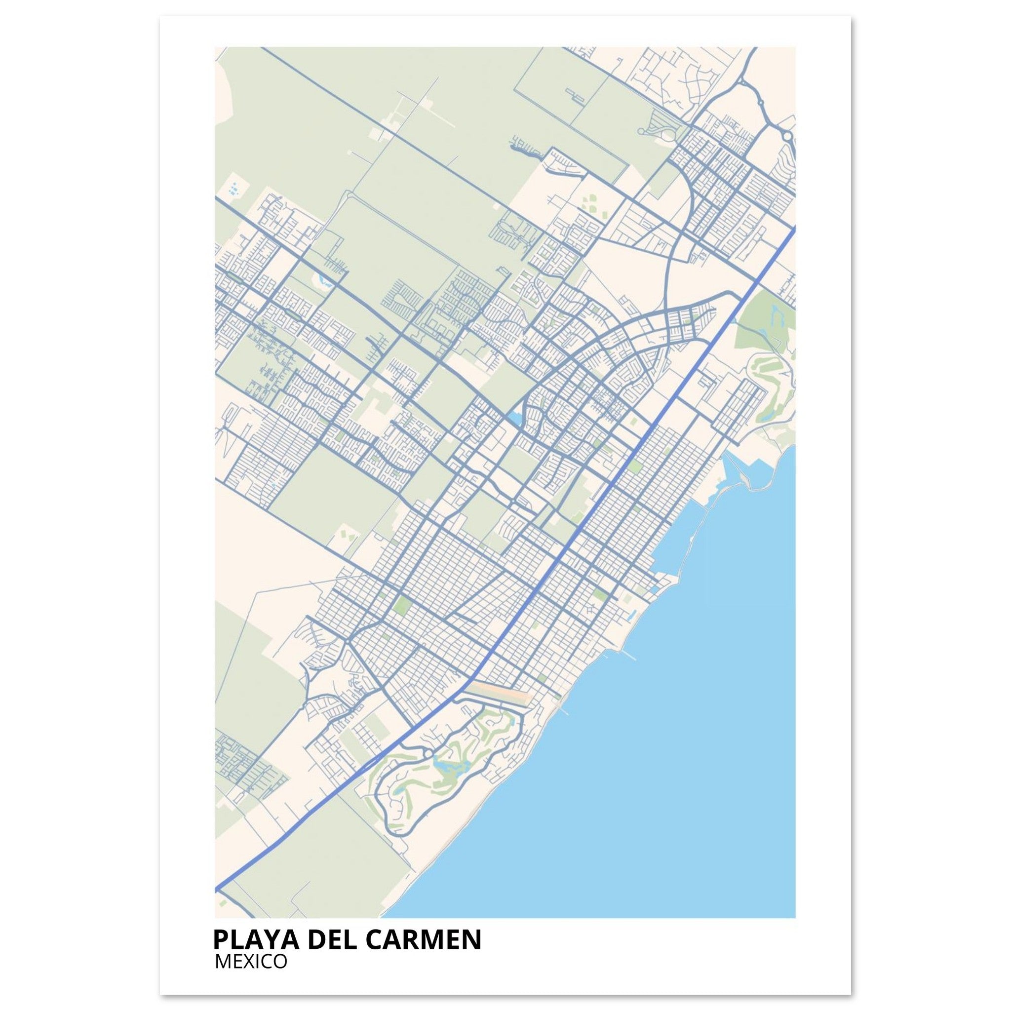 Playa Del Carmen Mexico City Map Poster | Custom Map Art Print - Ink And Atlas