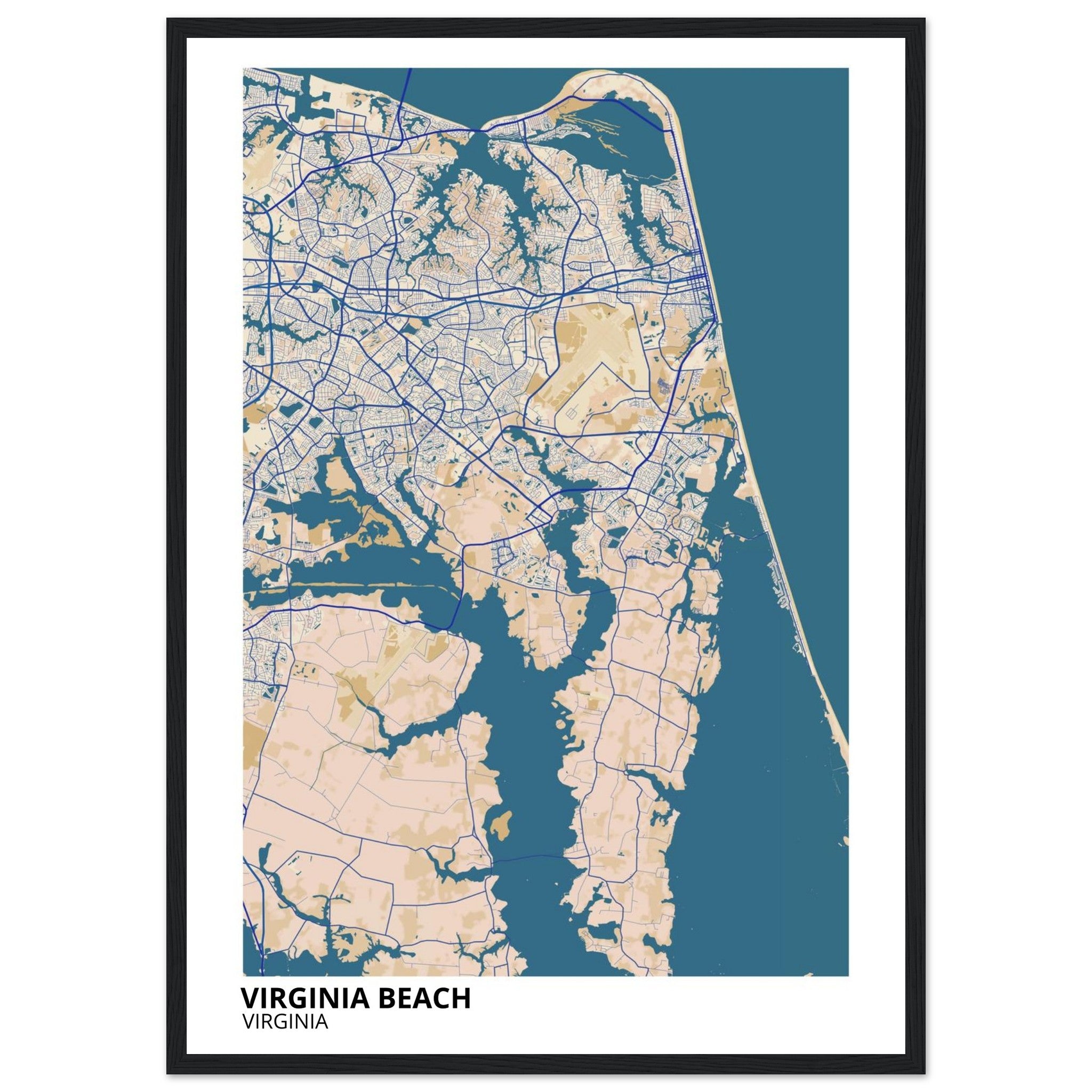 virginia beach map poster print