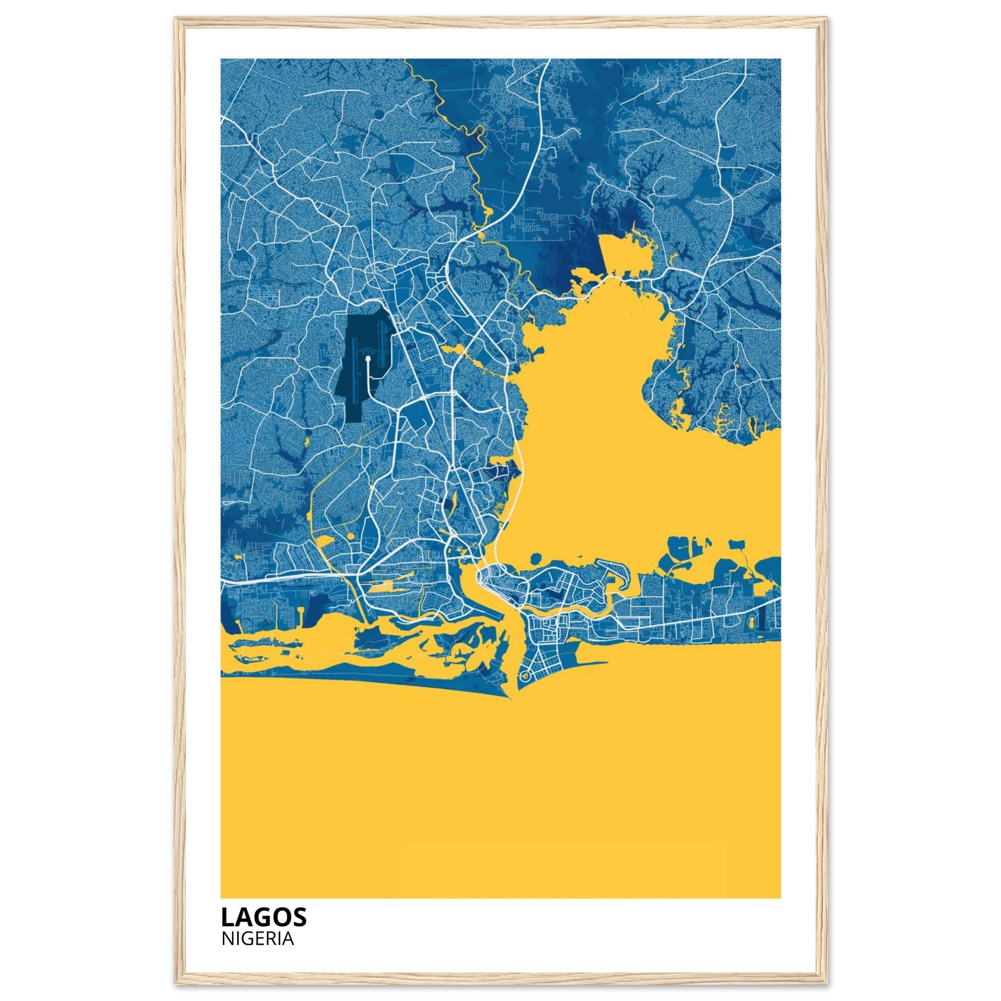 lagos nigeria map poster print