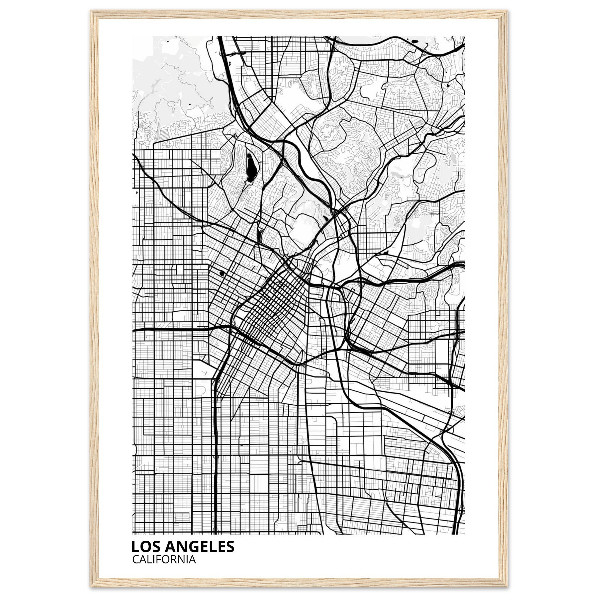 los angeles map poster print
