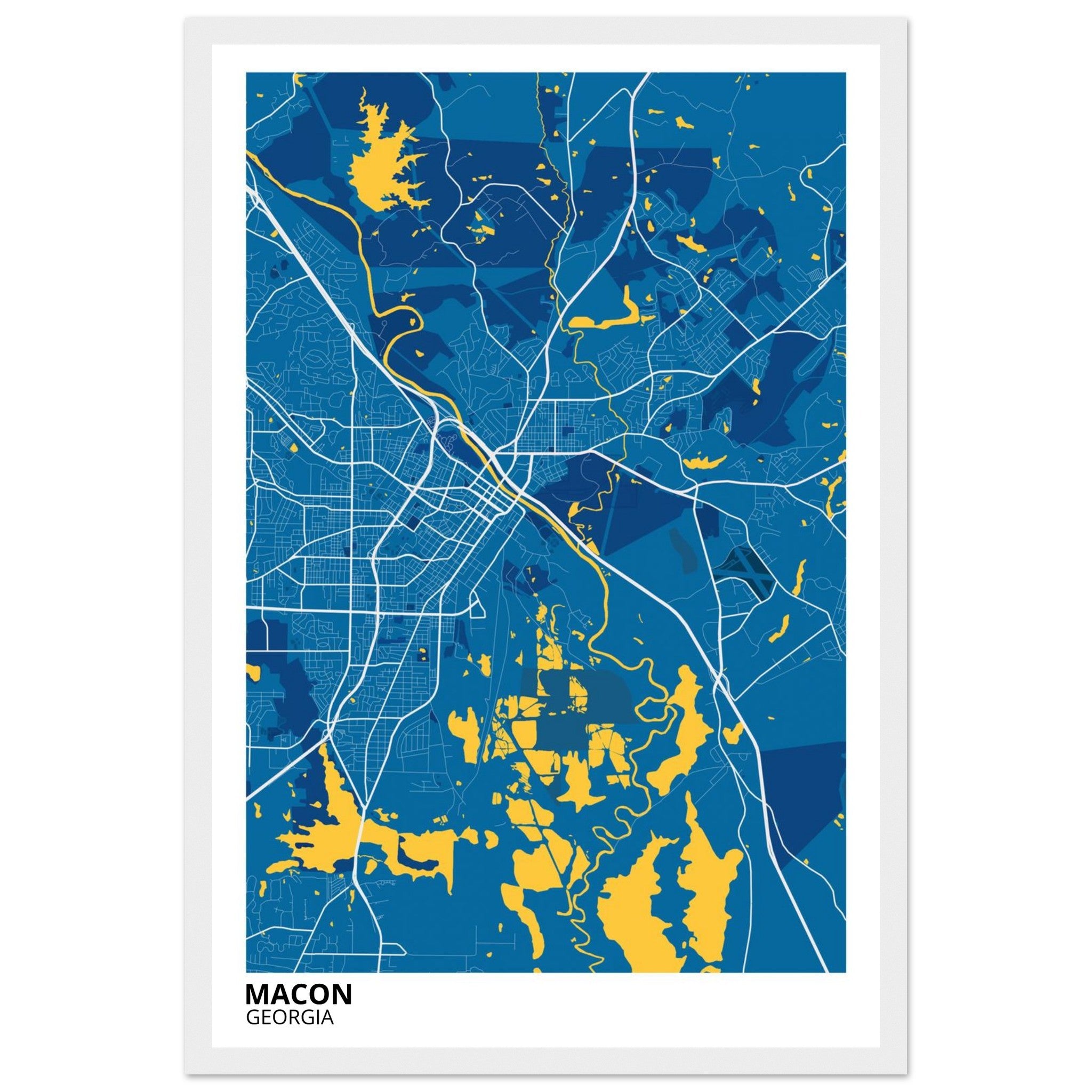Macon Georgia City Map Poster | Custom Map Art Print - Ink And Atlas