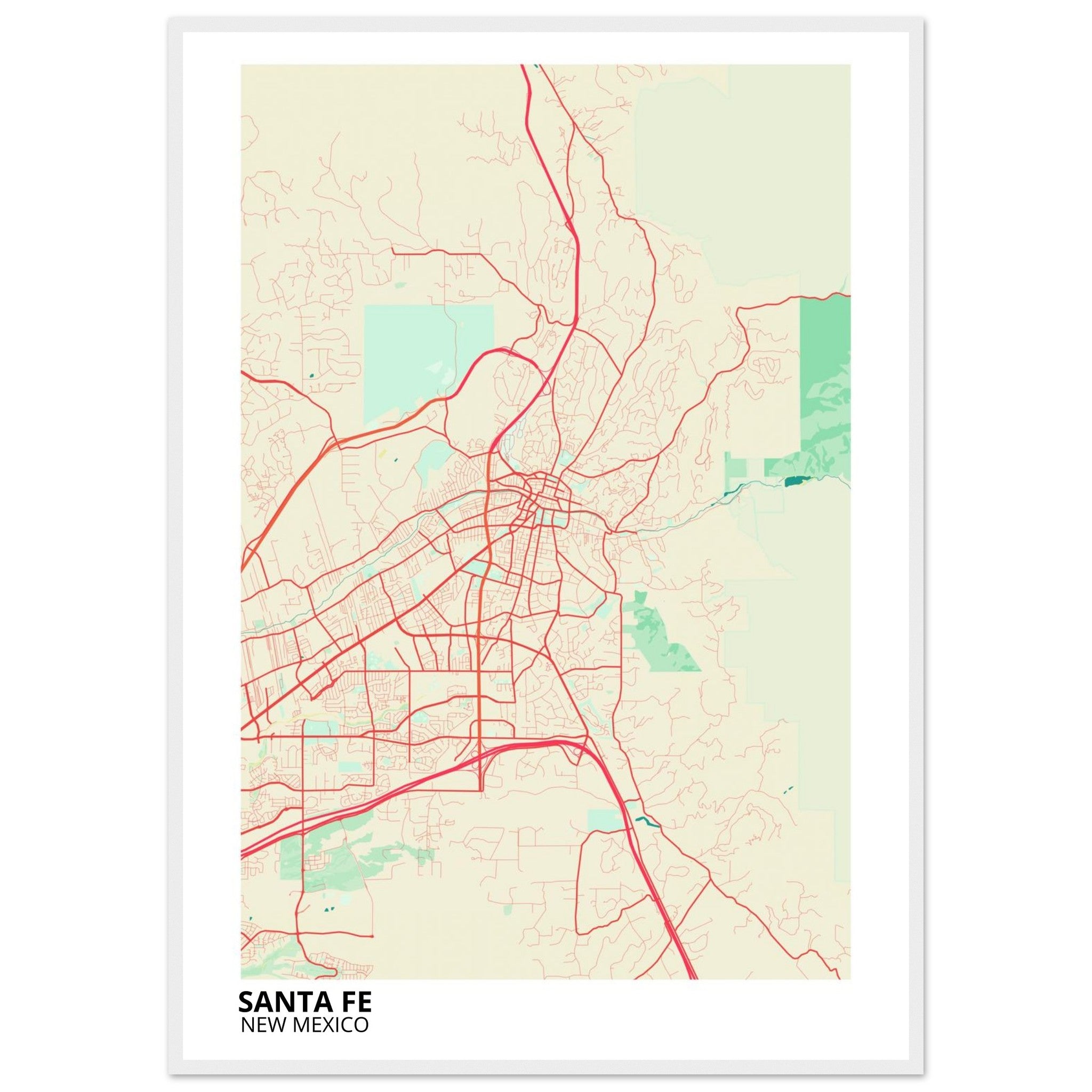 santa fe map poster print