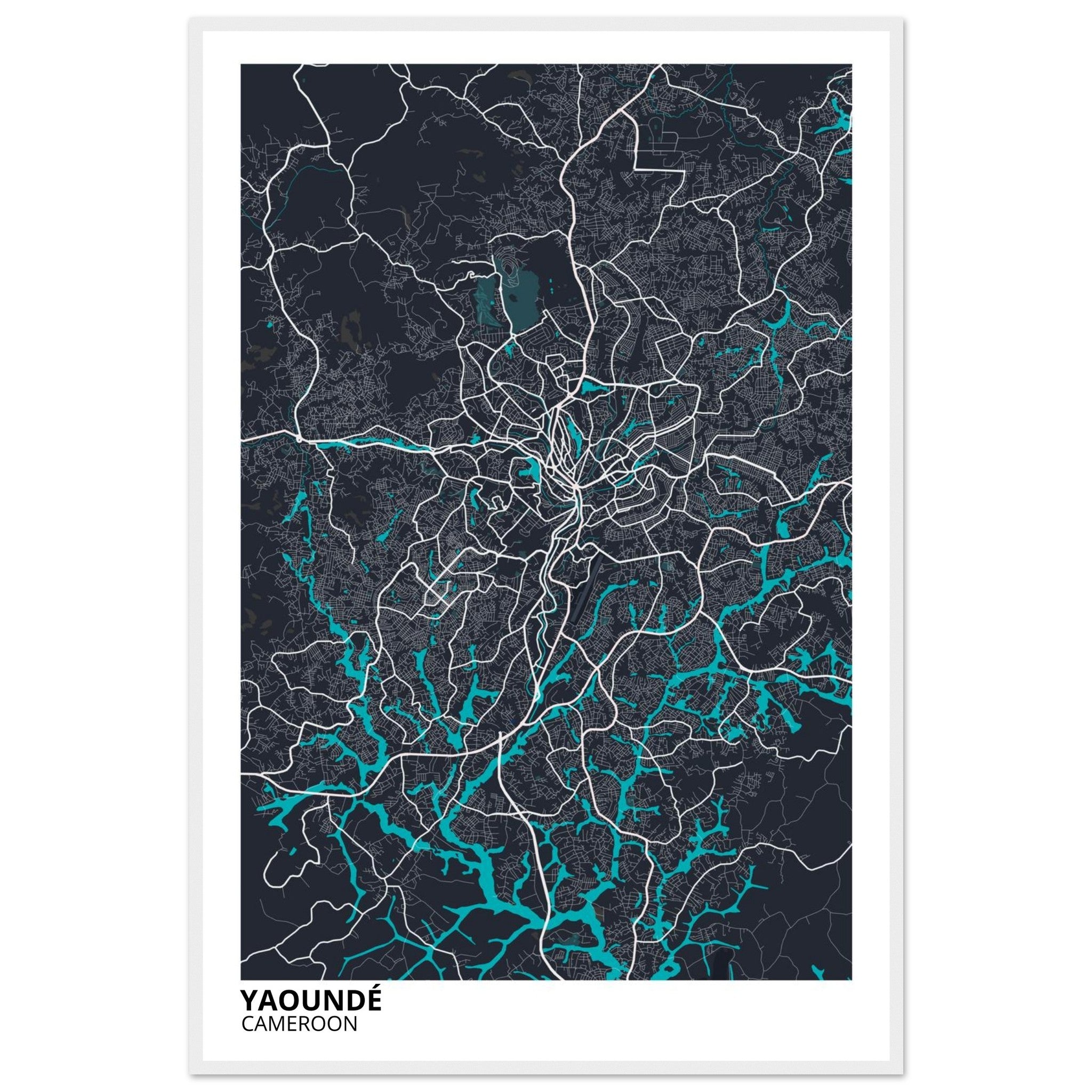 Yaounde Cameroon City Map Poster | Custom Map Art Print - Ink And Atlas
