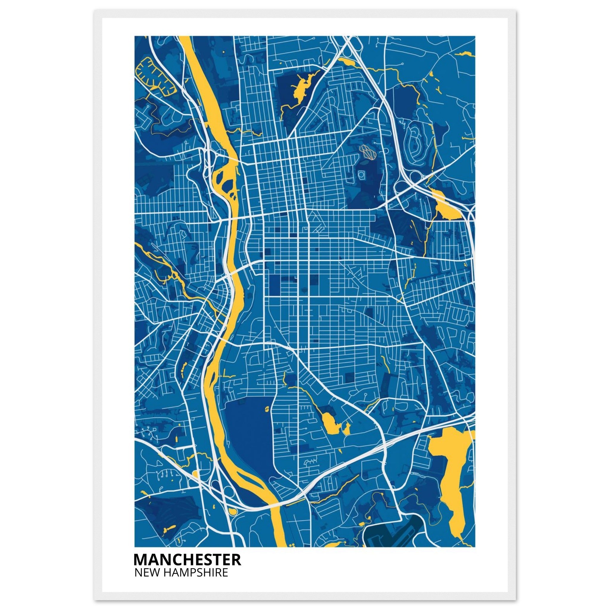 Manchester New Hampshire City Map Poster | Custom Map Art Print - Ink And Atlas
