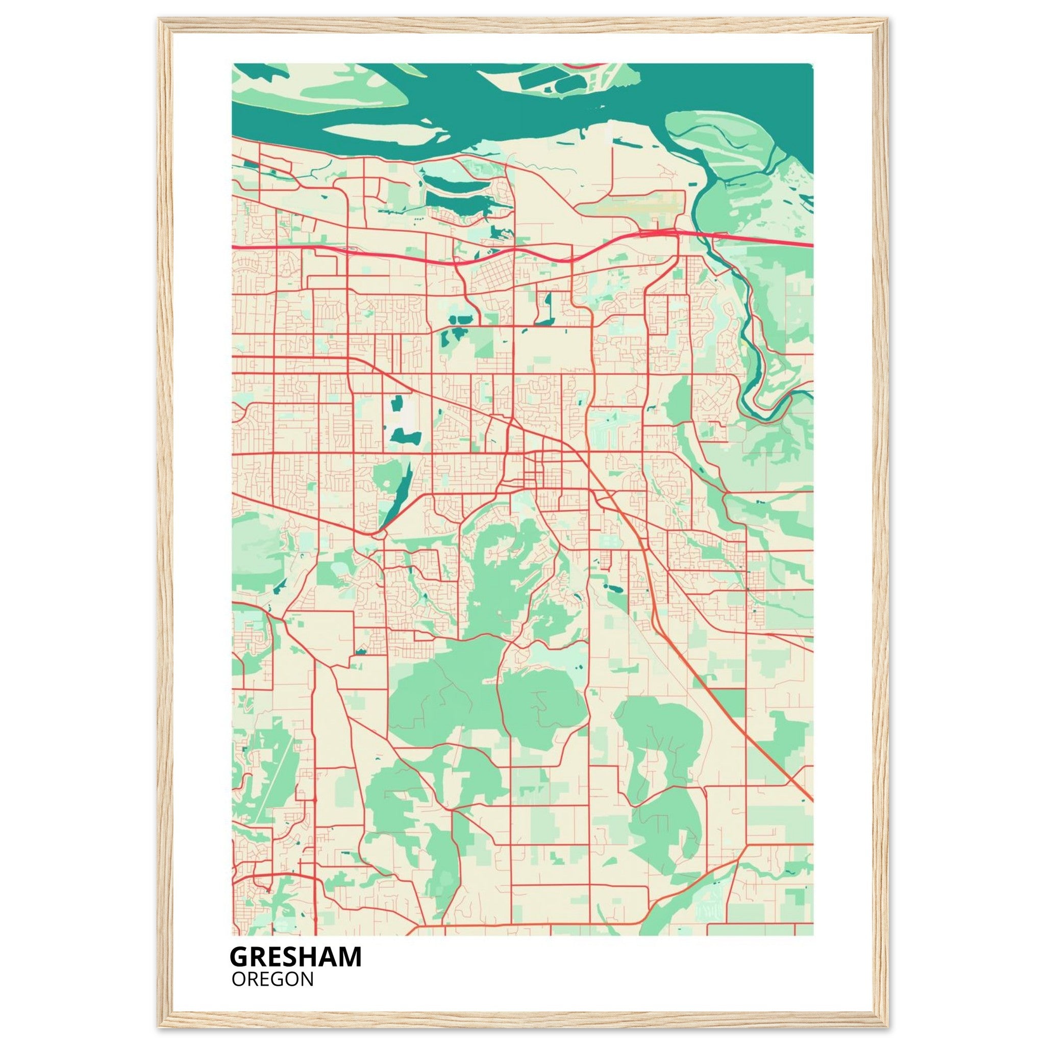 Gresham Oregon City Map Poster | Custom Map Art Print - Ink And Atlas