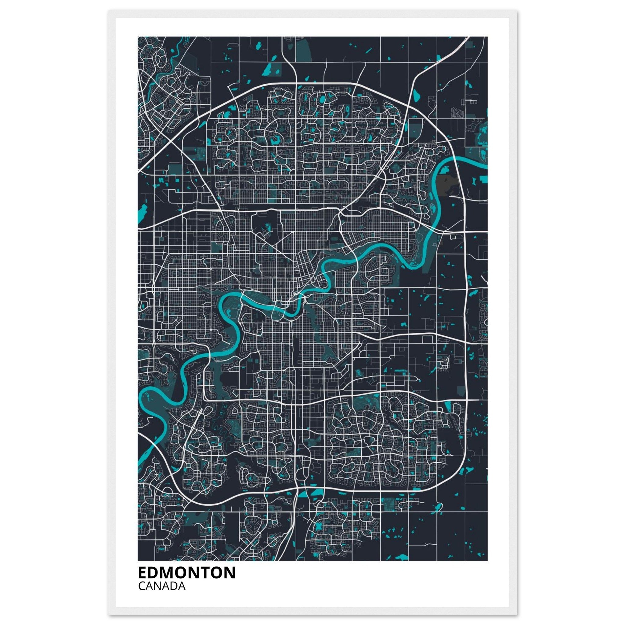 Edmonton Canada City Map Poster | Custom Map Art Print - Ink And Atlas